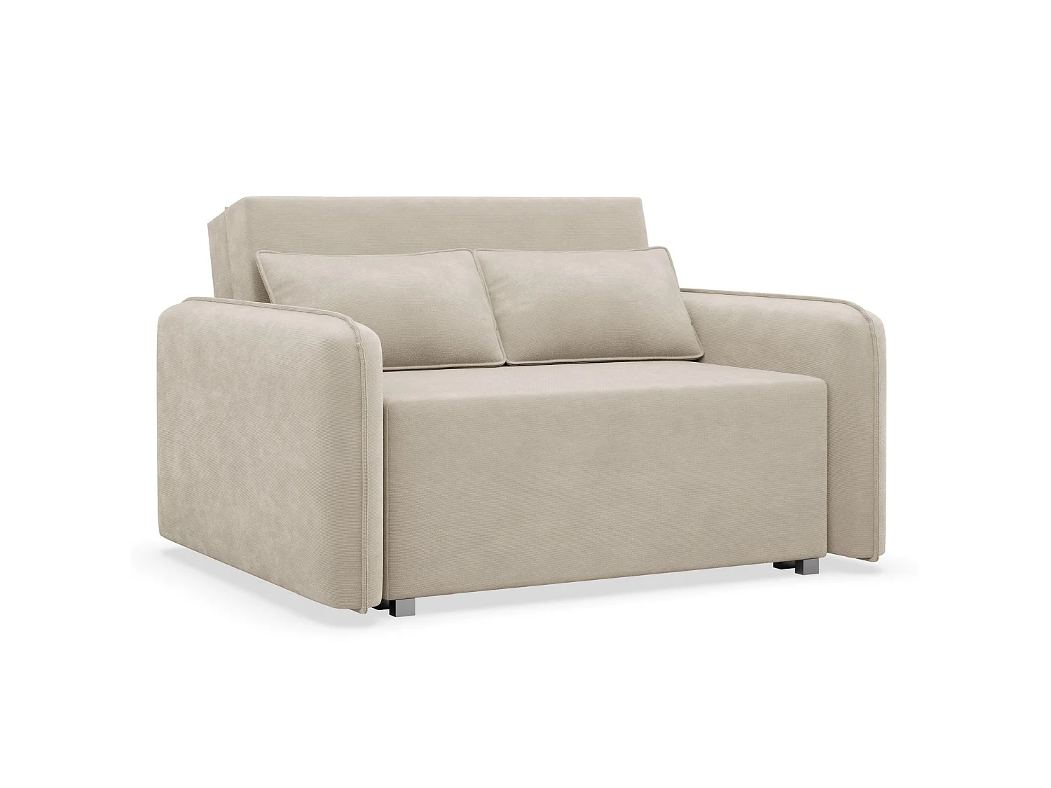 Canapé convertible 2 places – coffre – chenille hydrophobe – beige – DUELIA
