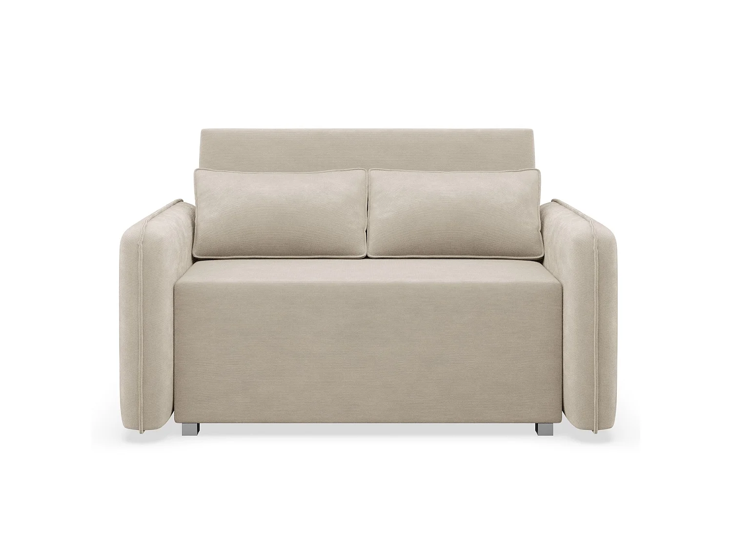 Canapé convertible 2 places – coffre – chenille hydrophobe – beige – DUELIA