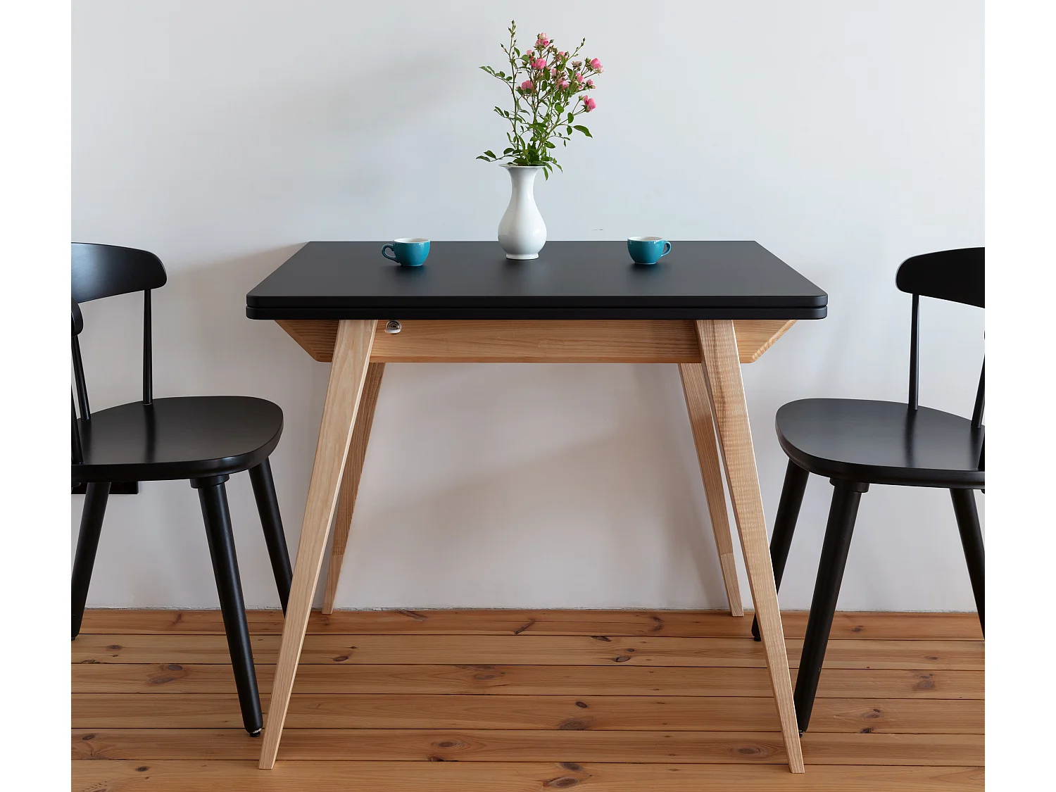 Table à manger extensible 90x65 Envelope Noir Chêne