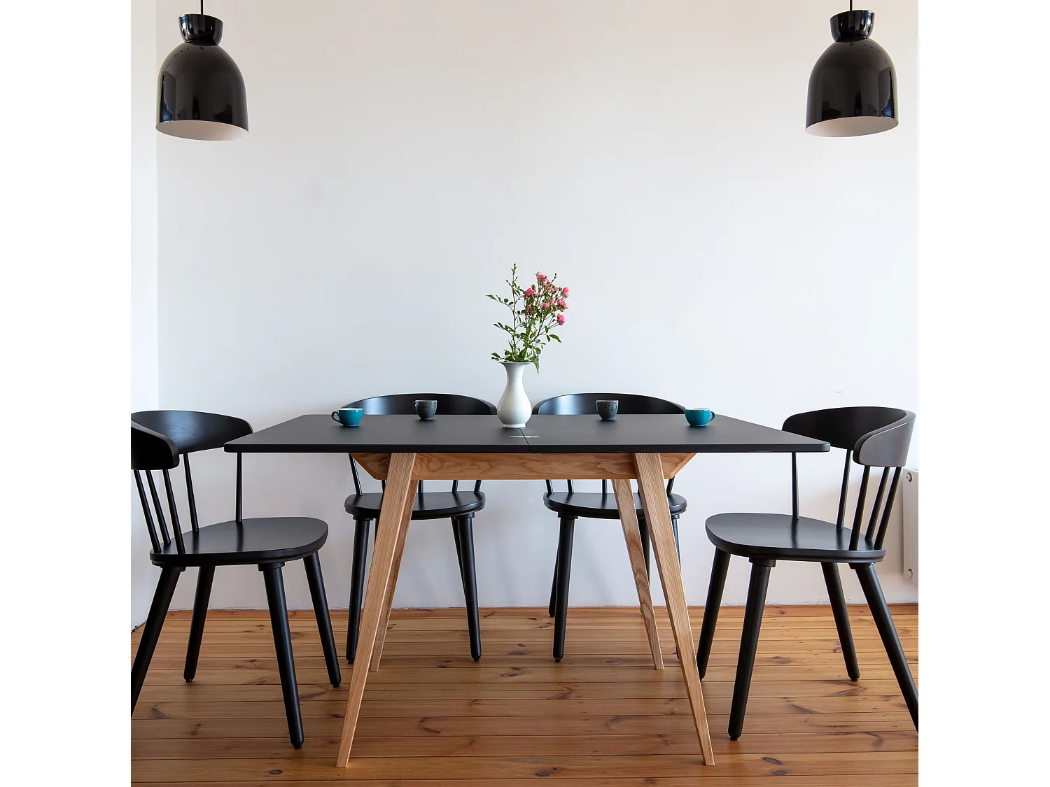 Table à manger extensible 90x65 Envelope Noir Chêne