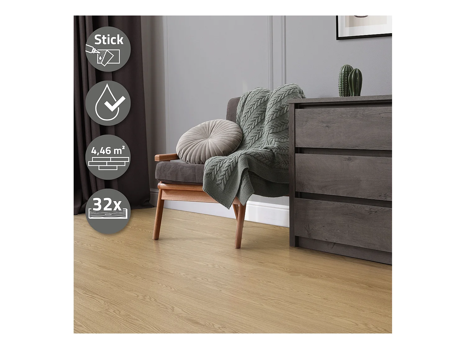 ML-Design Suelo vinílico de PVC 4,46m² color natural marrón planchas sistema autoadhesivo 91,5x15,3cm láminas grosor 2 mm efecto madera impermeable