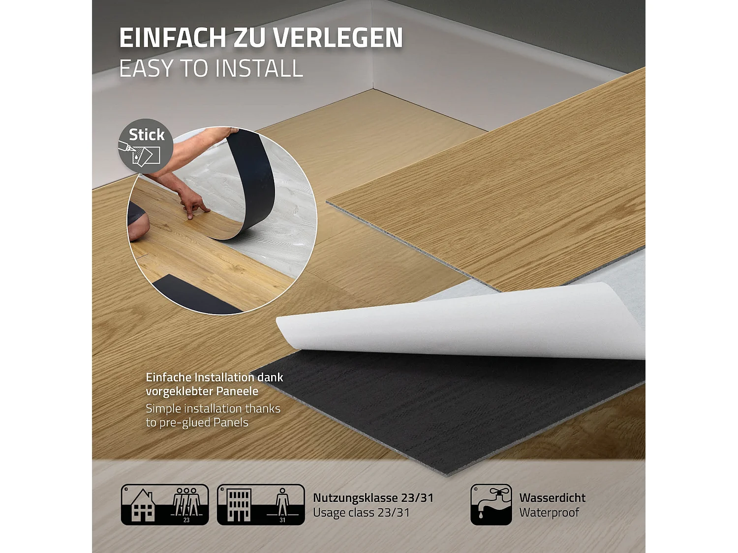 Pavimento in PVC 91,5x15,3 cm 4,46 m² rovere naturale 32 listoni 2 mm pavimenti autoadesivi con aspetto legno copripavimento impermeabile ML-Design