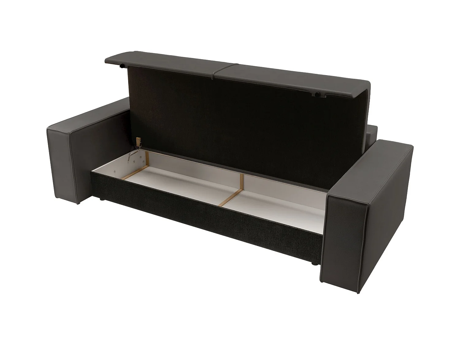 Schlafsofa 3-Sitzer – Bettkasten – Kunstleder – Dunkelgrau – FARESE CUERO