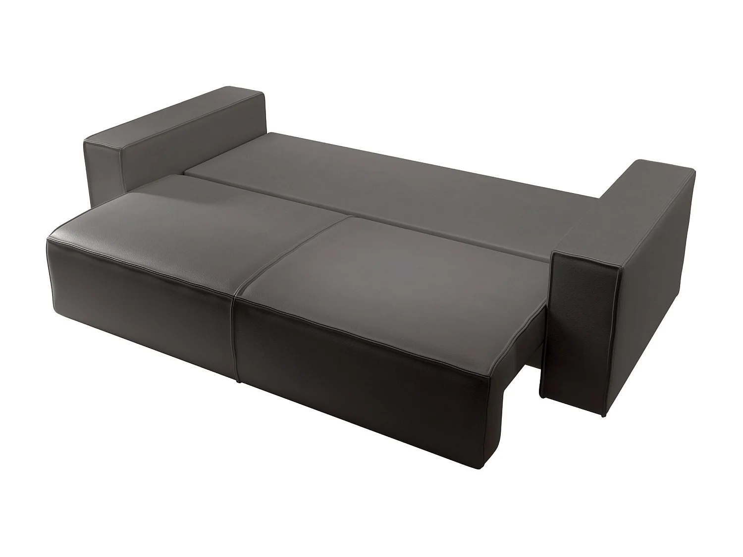 Canapé convertible 3 places – coffre – similicuir – gris foncé – FARESE CUERO
