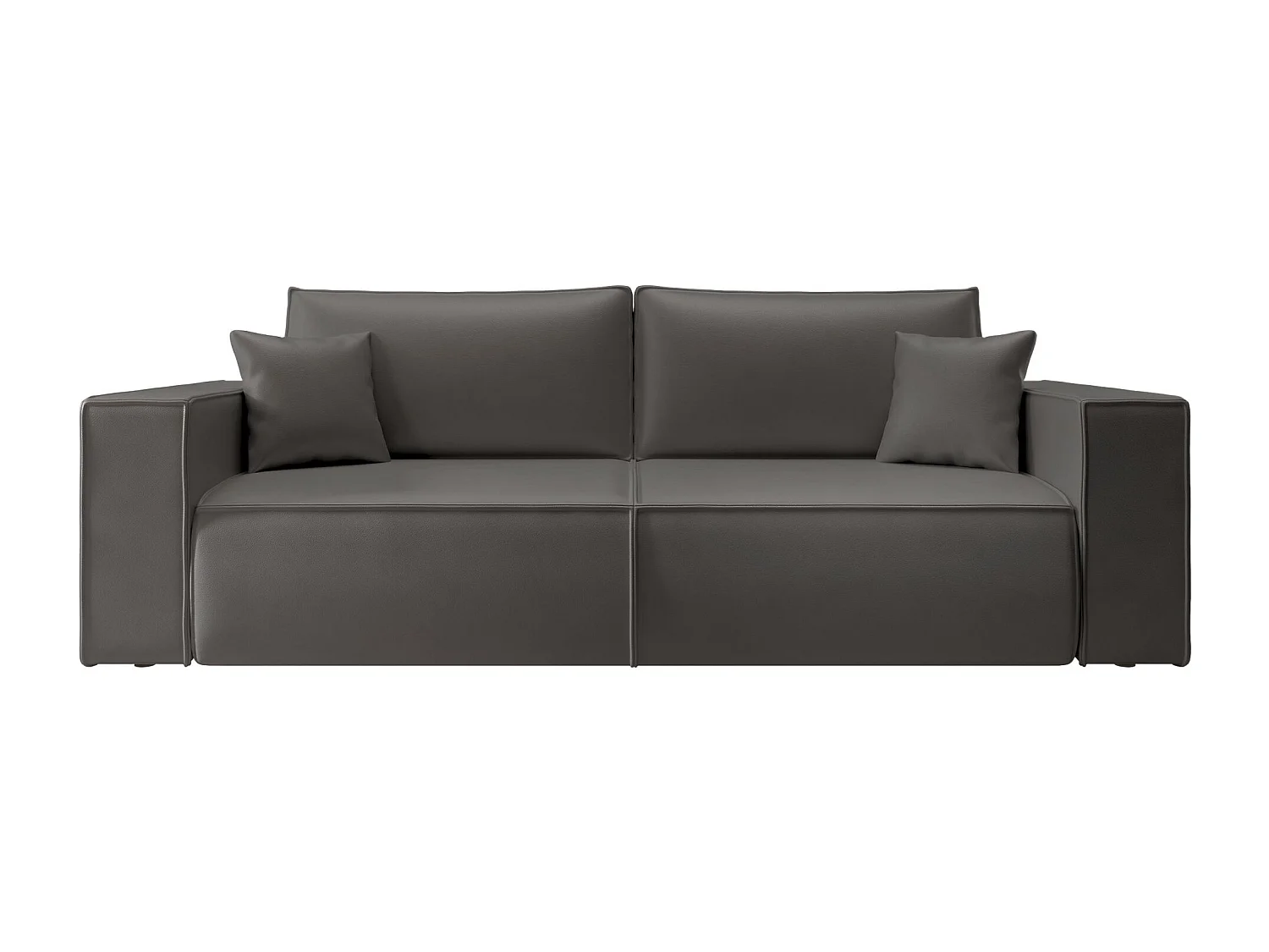 Canapé convertible 3 places – coffre – similicuir – gris foncé – FARESE CUERO