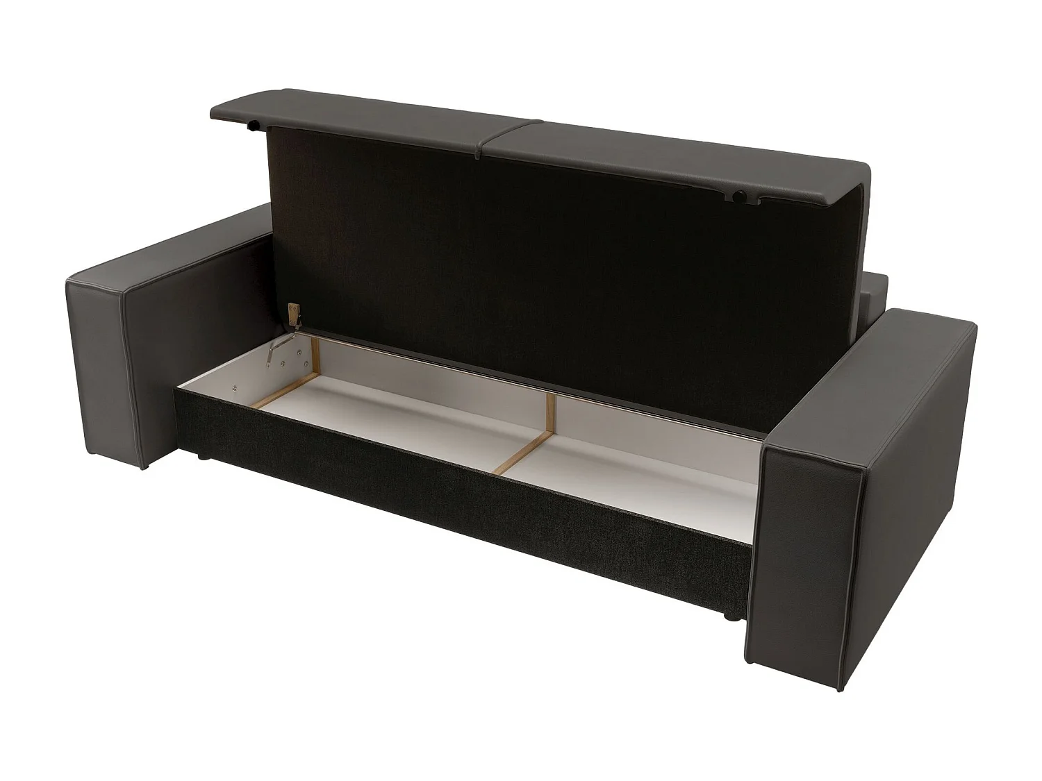 Canapé convertible 3 places – coffre – similicuir – gris foncé – FARESE CUERO