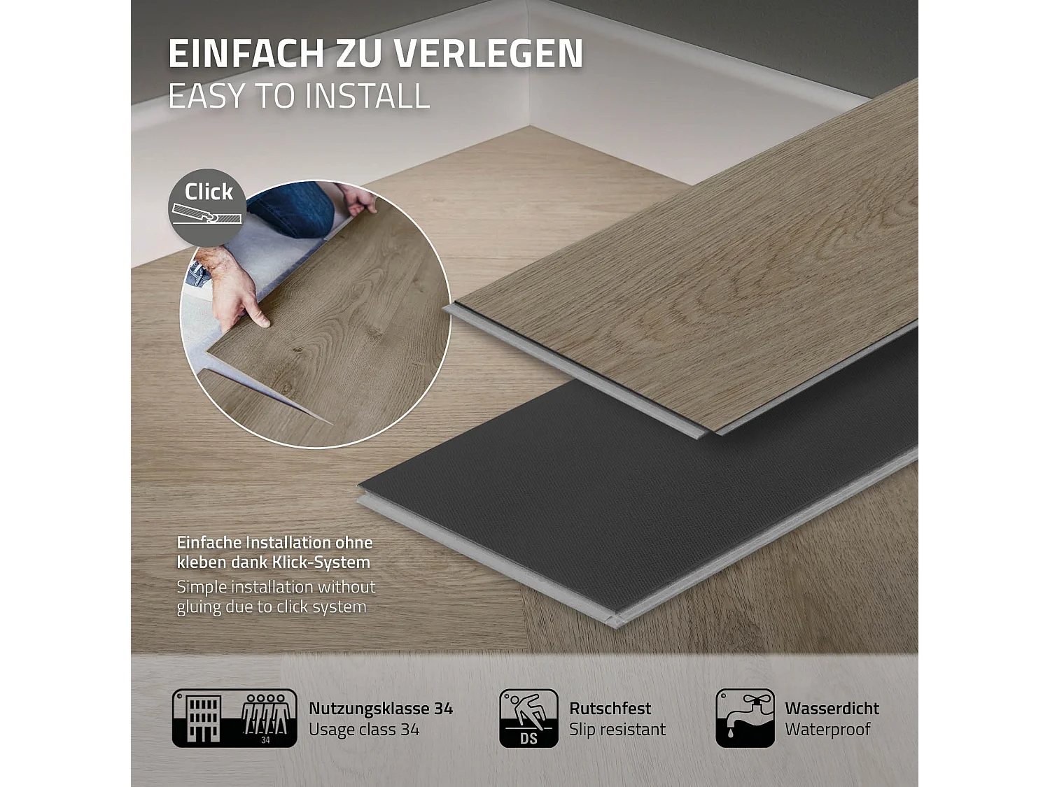 Revêtement de sol clipsable en vinyle 61cmx12,8cmx4,2mm 7,8m²/100 planches chêne chevron marron foncé imitation parquet pvc étanche classe charge 34