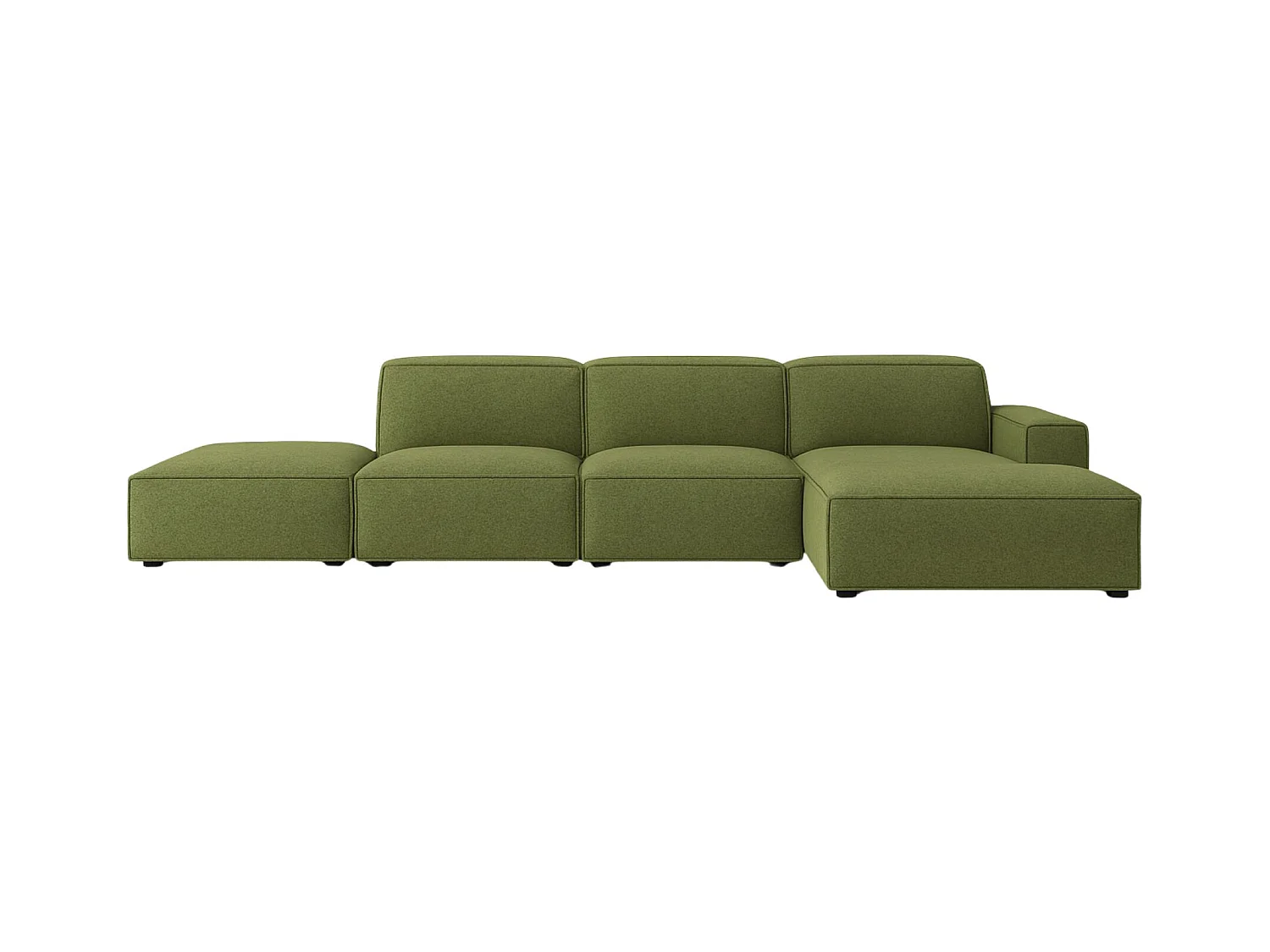 Ecksofa L-Form + Hocker Cursal, Stoff Artico, Moss, Rechts