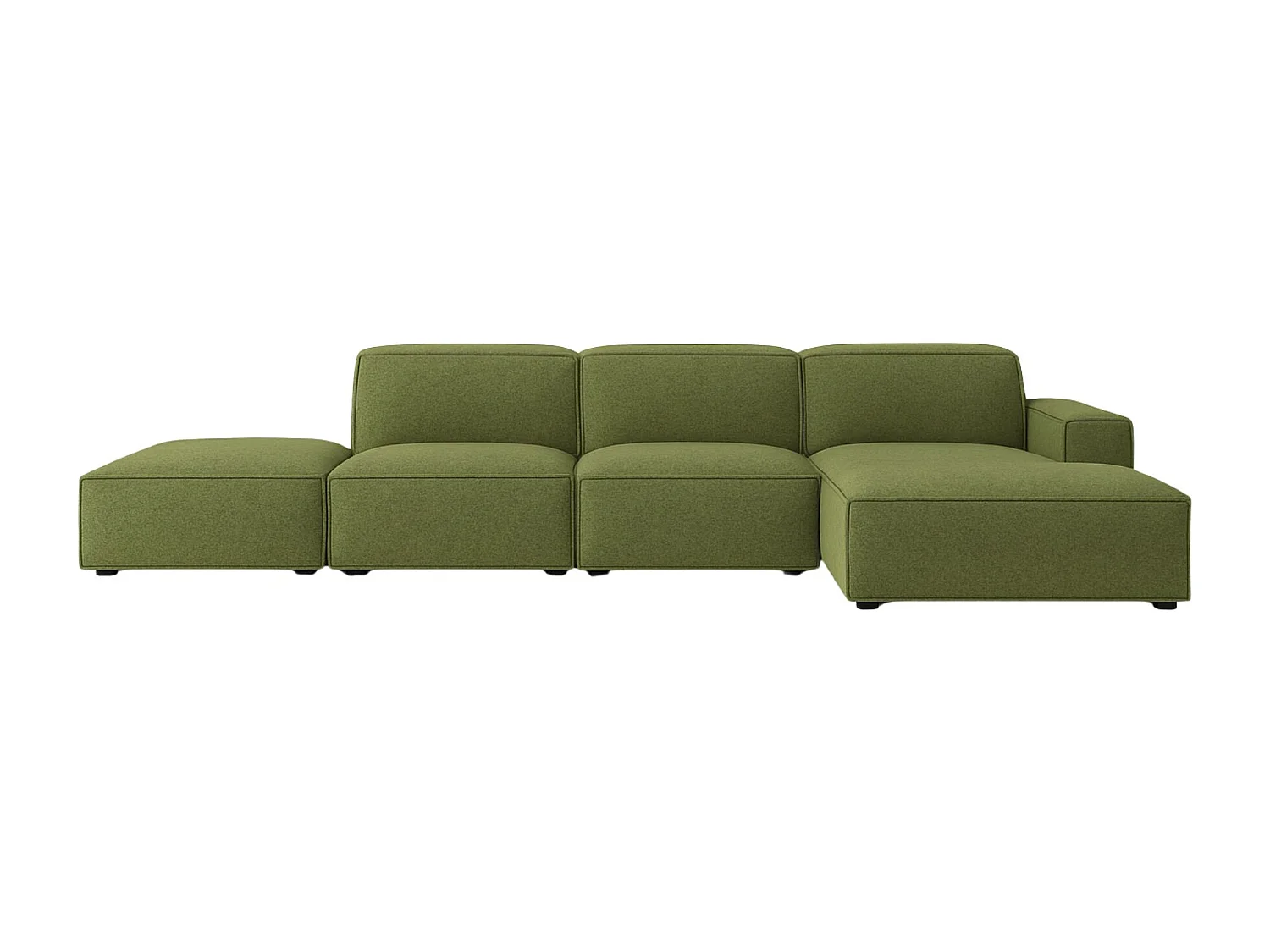 Ecksofa L-Form + Hocker Cursal, Stoff Artico, Moss, Rechts