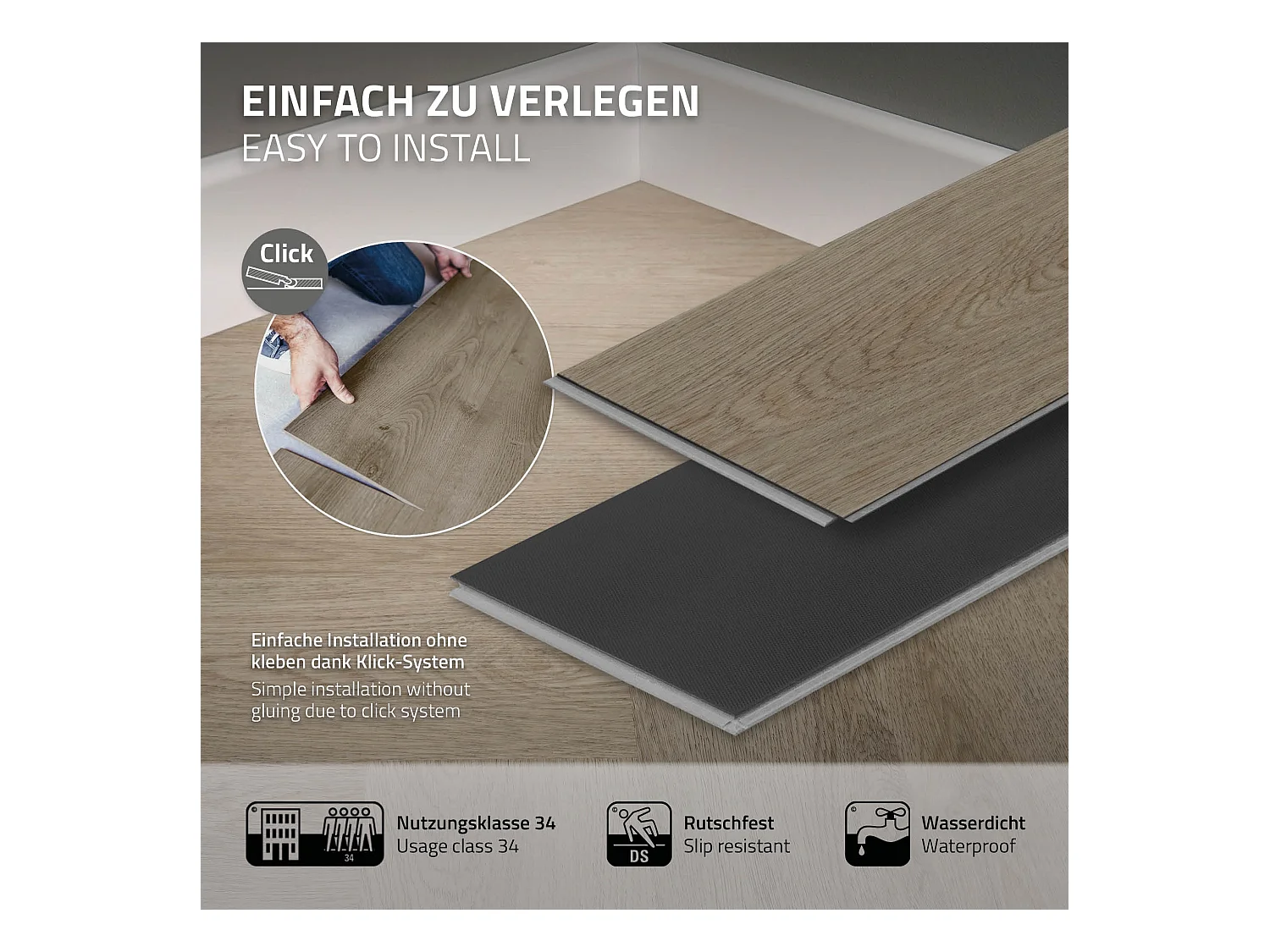 Revêtement de sol clipsable en vinyle 61cmx12,8cmx4,2mm 3,12m²/40 planches chêne chevron marron foncé imitation parquet pvc étanche classe charge 34