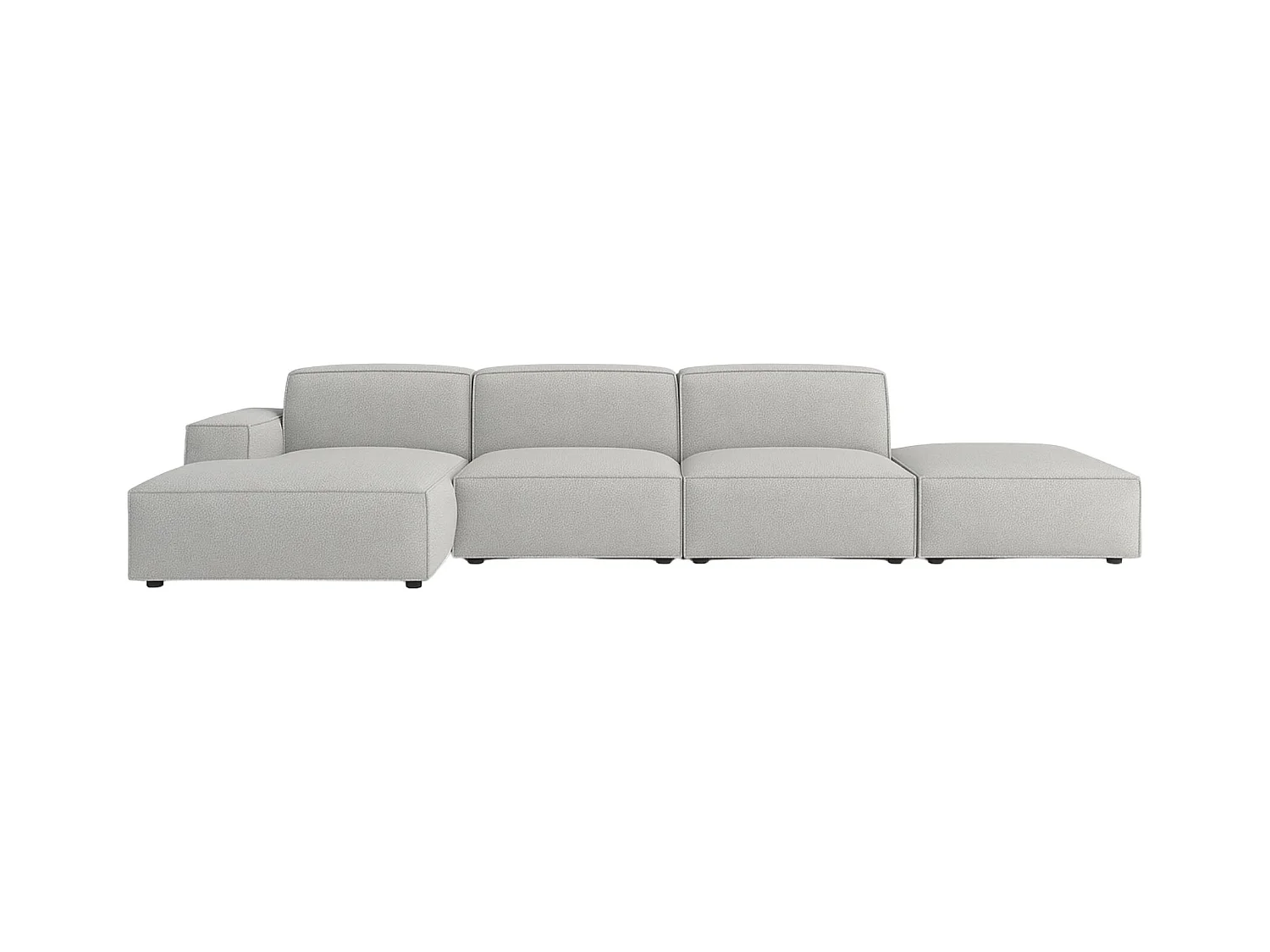Ecksofa L-Form + Hocker Cursal, Stoff Artico, Cement, Links