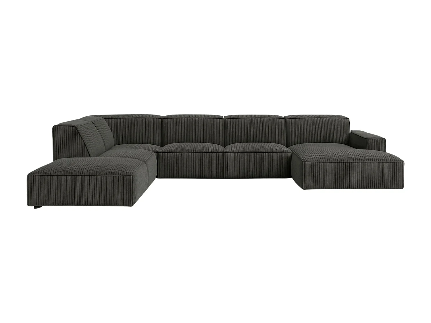 Canapé d'angle en U Cursal V, tissu Poso, gris, gauche