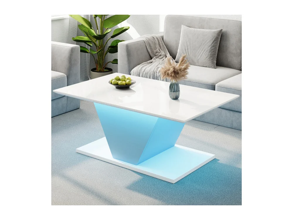 Couchtisch, Kaffeetish mit LED-Leuchten, hochglänzende Wohnzimmertisch, Sofatisch,Beistelltisch100*50*46cm