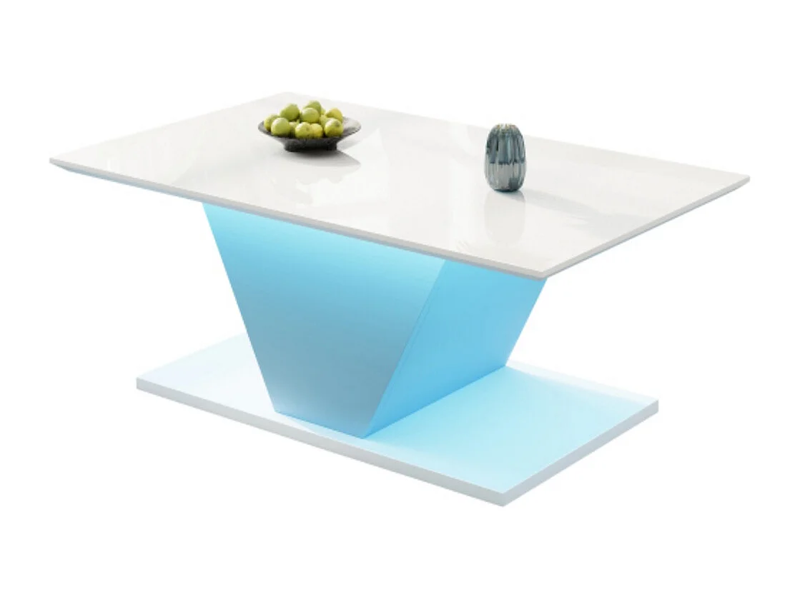 Couchtisch, Kaffeetish mit LED-Leuchten, hochglänzende Wohnzimmertisch, Sofatisch,Beistelltisch100*50*46cm