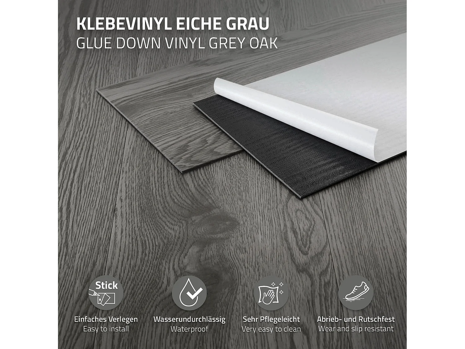 Pavimento in PVC 91,5x15,3 cm 6,69 m² rovere grigio 48 pezzi vinile laminati pavimenti autoadesivi effetto legno copripavimento impermeabile ML-Design