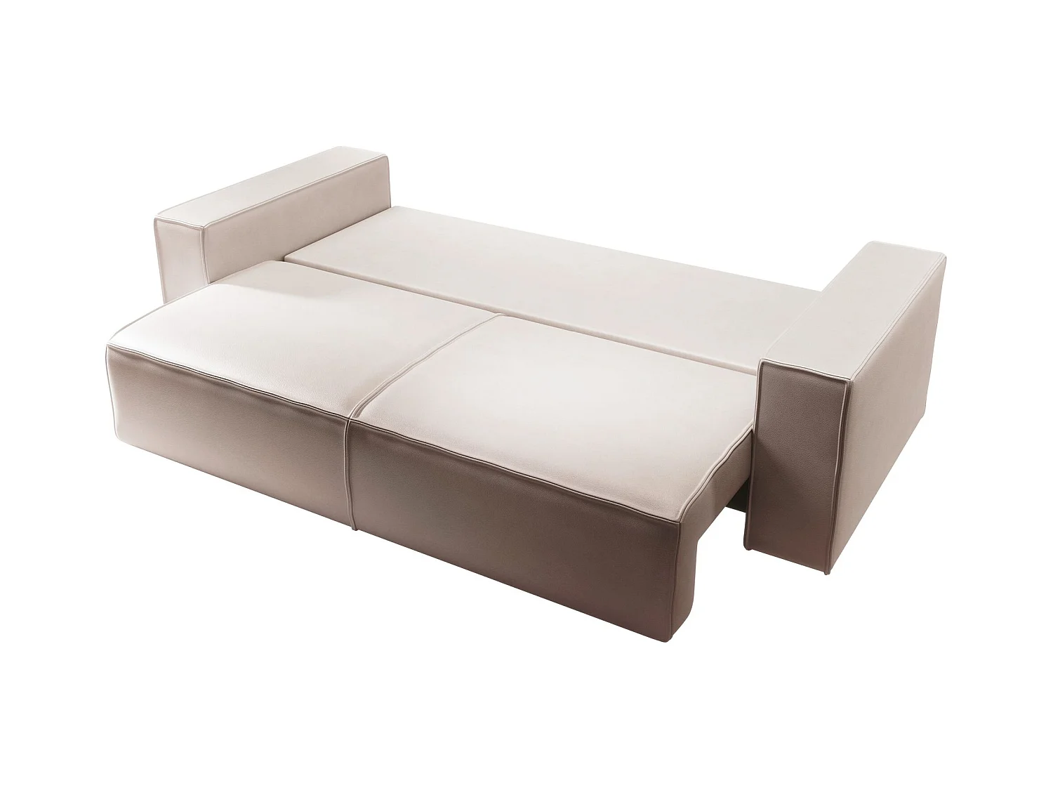 Schlafsofa 3-Sitzer – Bettkasten – Kunstleder – Beige – FARESE CUERO