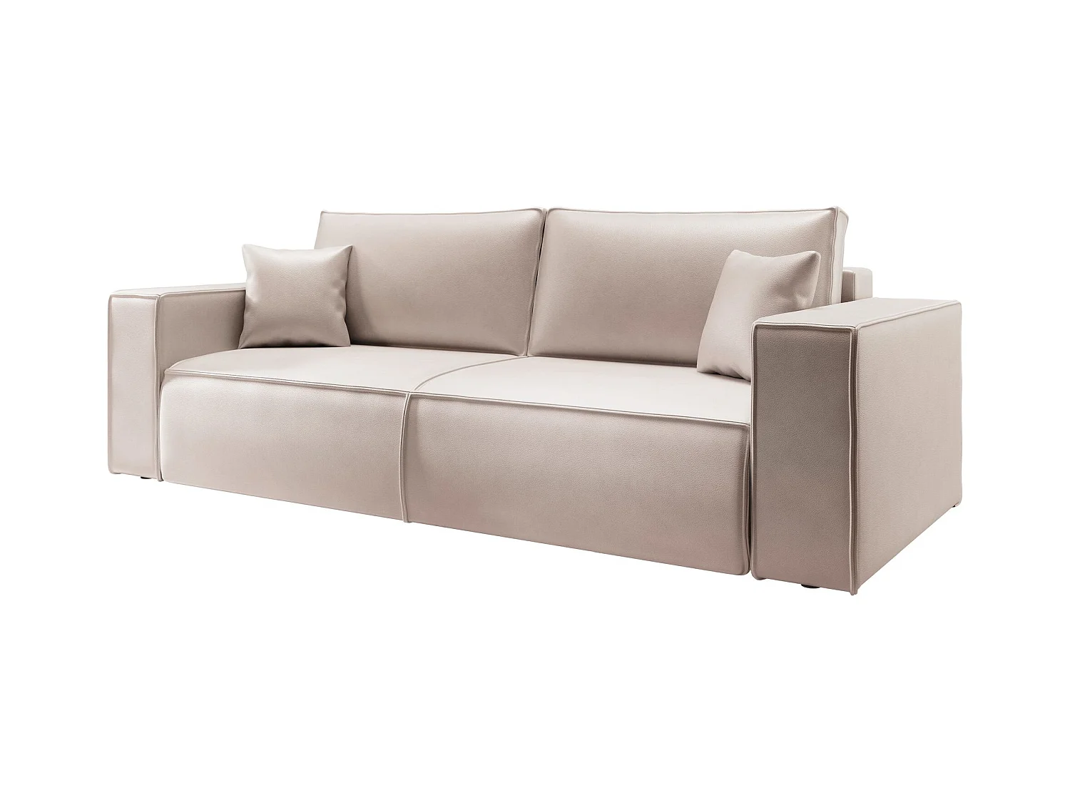 Schlafsofa 3-Sitzer – Bettkasten – Kunstleder – Beige – FARESE CUERO