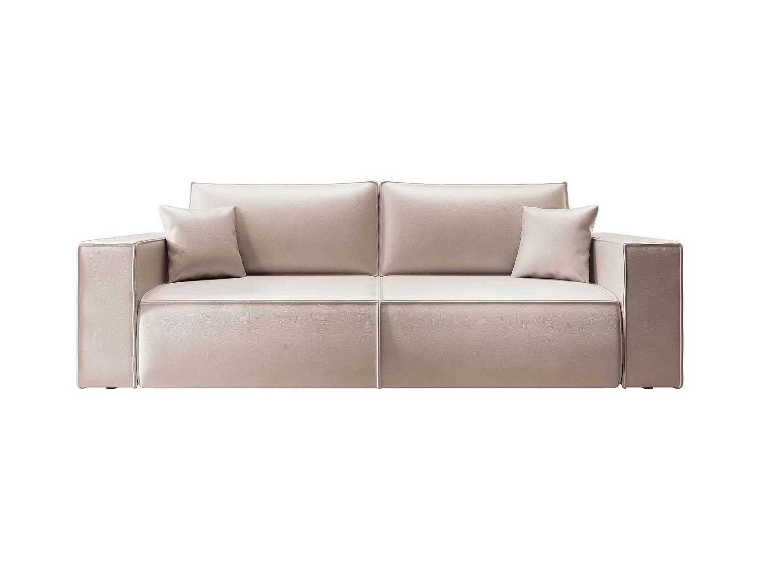 Schlafsofa 3-Sitzer – Bettkasten – Kunstleder – Beige – FARESE CUERO