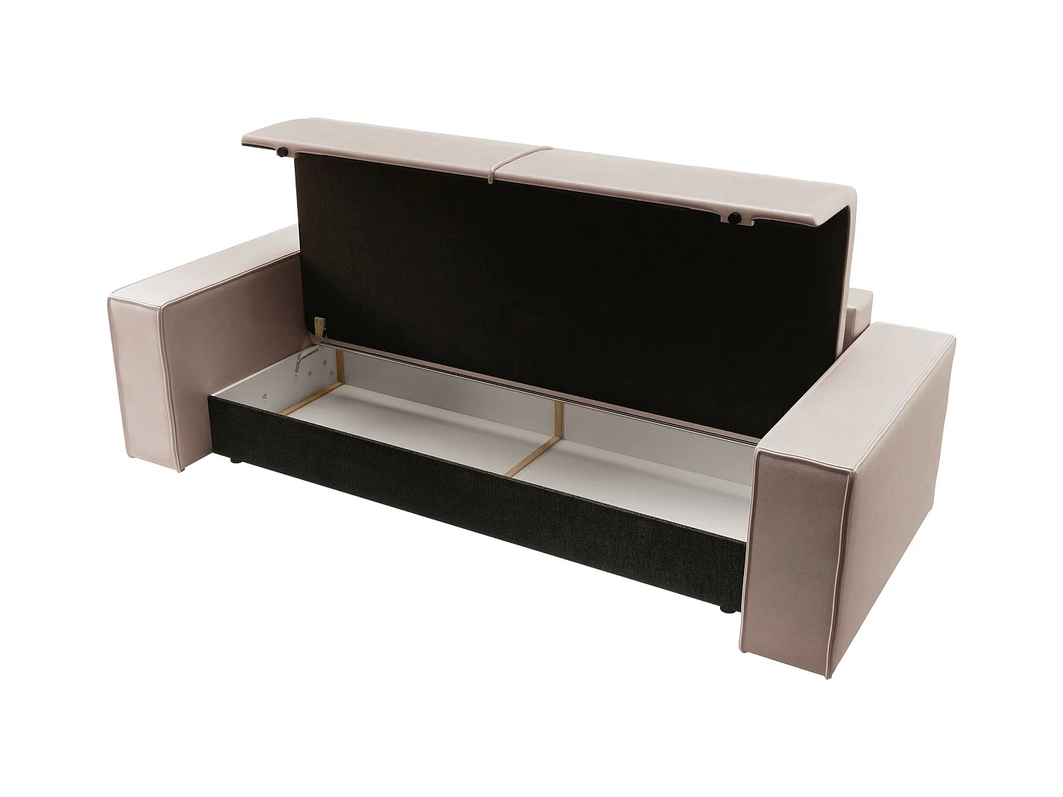 Schlafsofa 3-Sitzer – Bettkasten – Kunstleder – Beige – FARESE CUERO