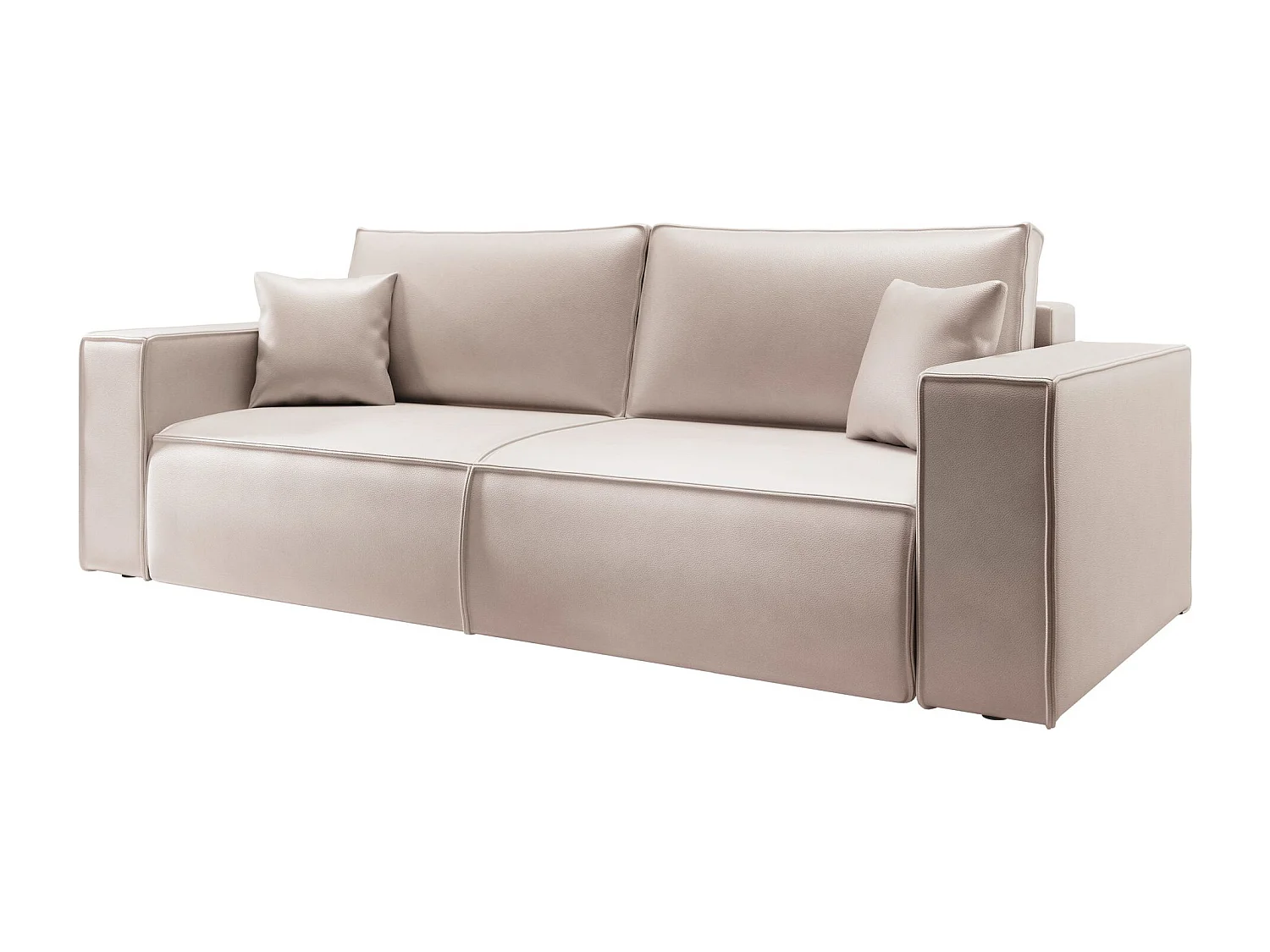 Canapé convertible 3 places – coffre – similicuir – beige – FARESE CUERO