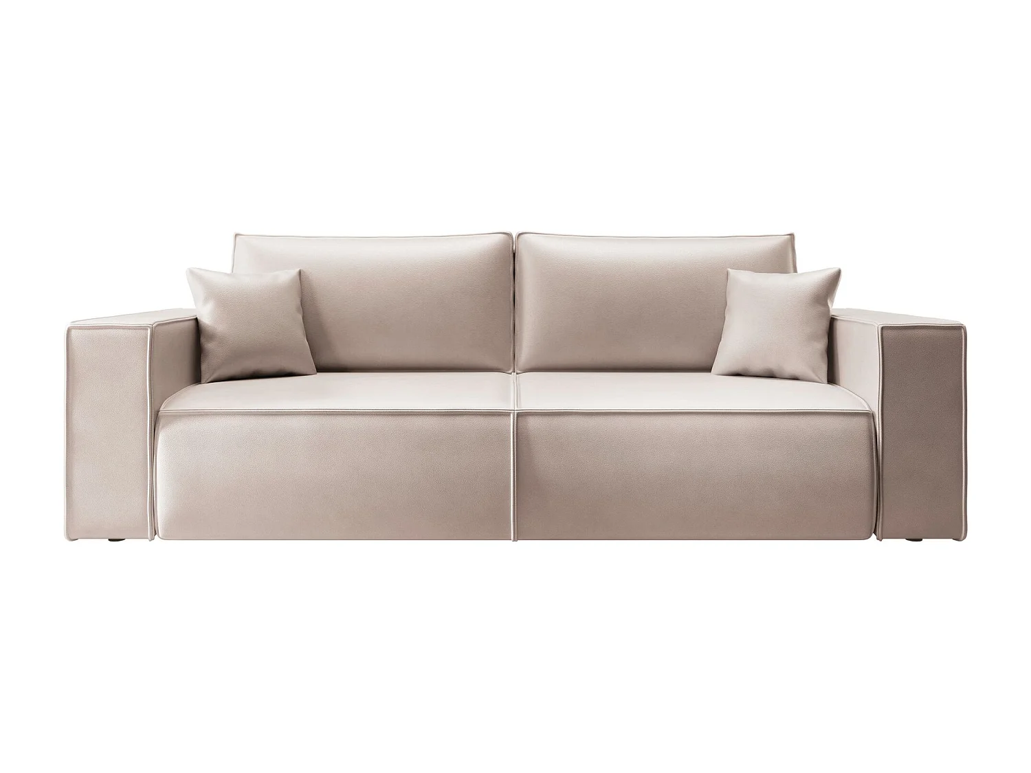 Canapé convertible 3 places – coffre – similicuir – beige – FARESE CUERO