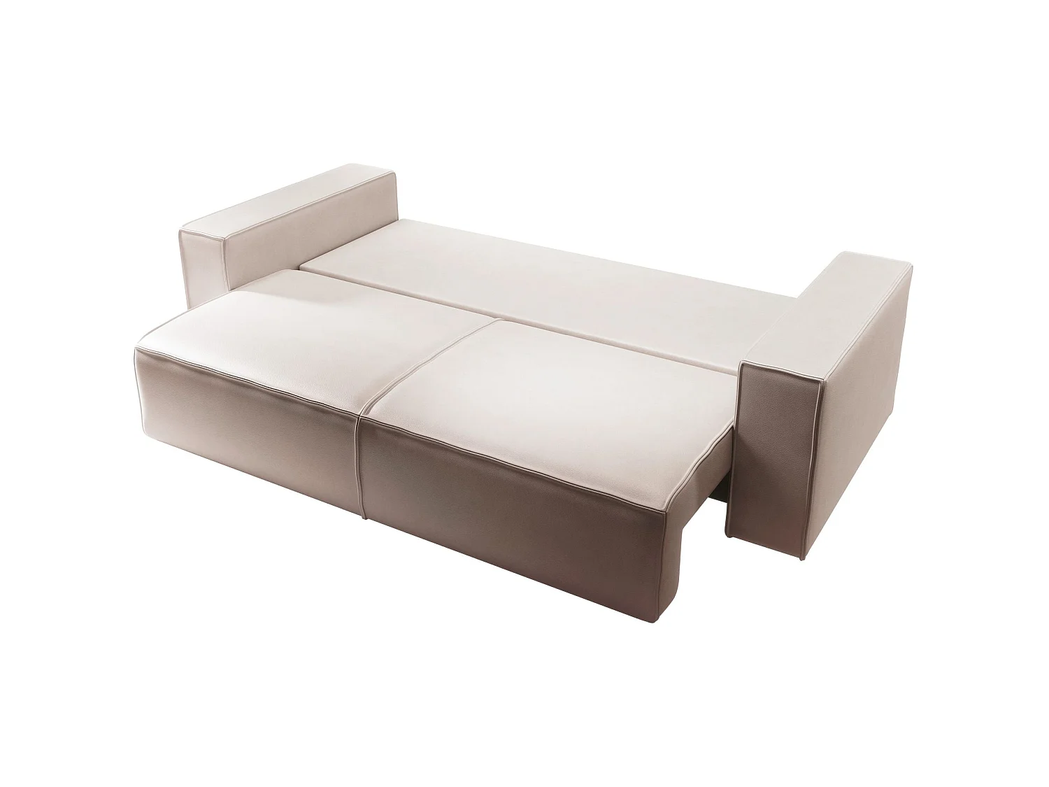 Slaapbank 3-zits – opbergruimte – kunstleer – beige – FARESE CUERO