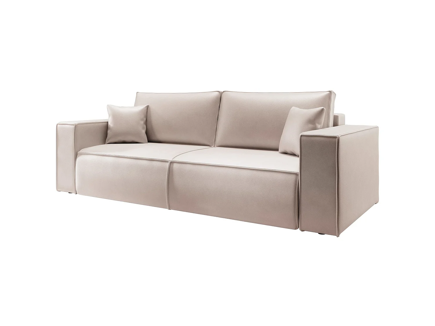 Slaapbank 3-zits – opbergruimte – kunstleer – beige – FARESE CUERO