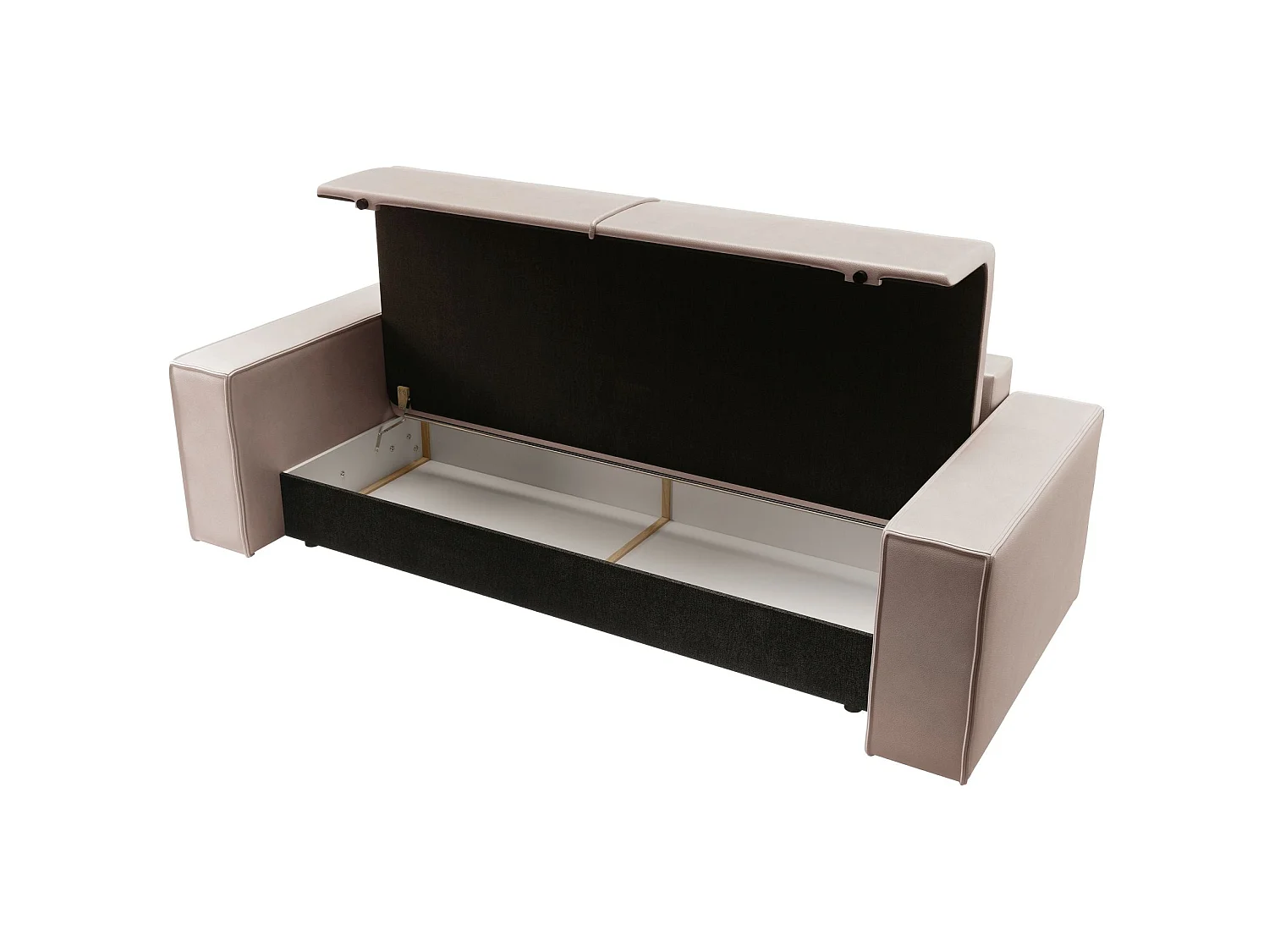 Slaapbank 3-zits – opbergruimte – kunstleer – beige – FARESE CUERO