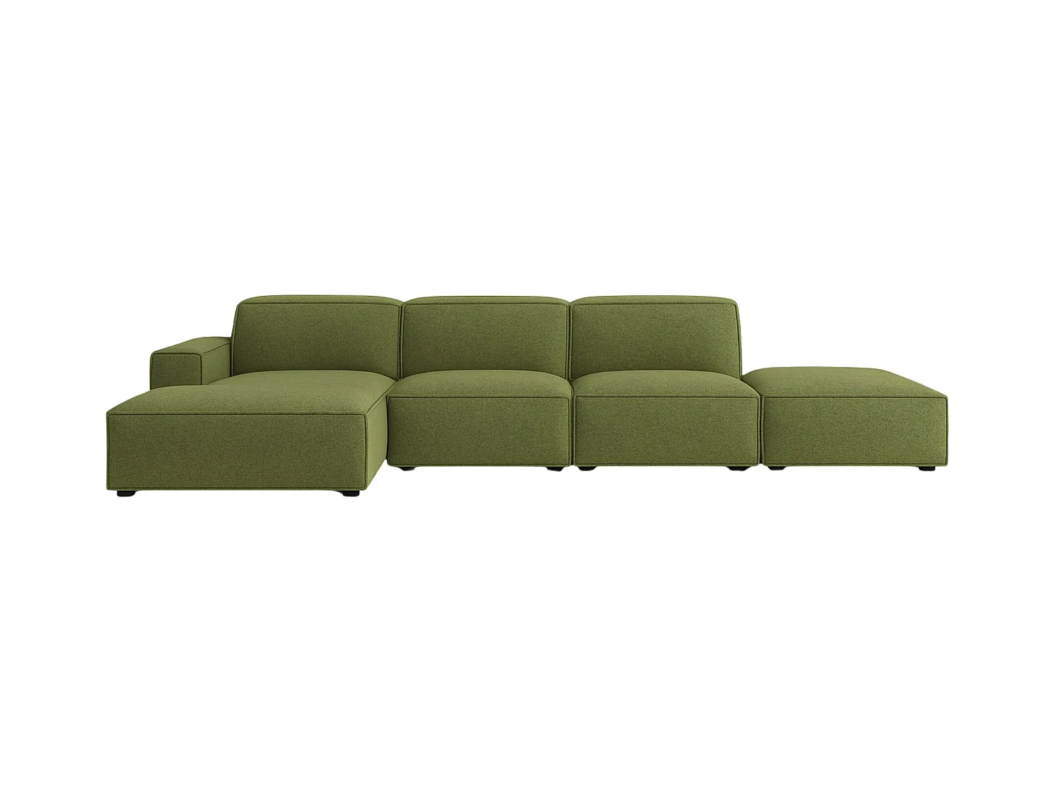 Ecksofa L-Form + Hocker Cursal, Stoff Artico, Moss, Links