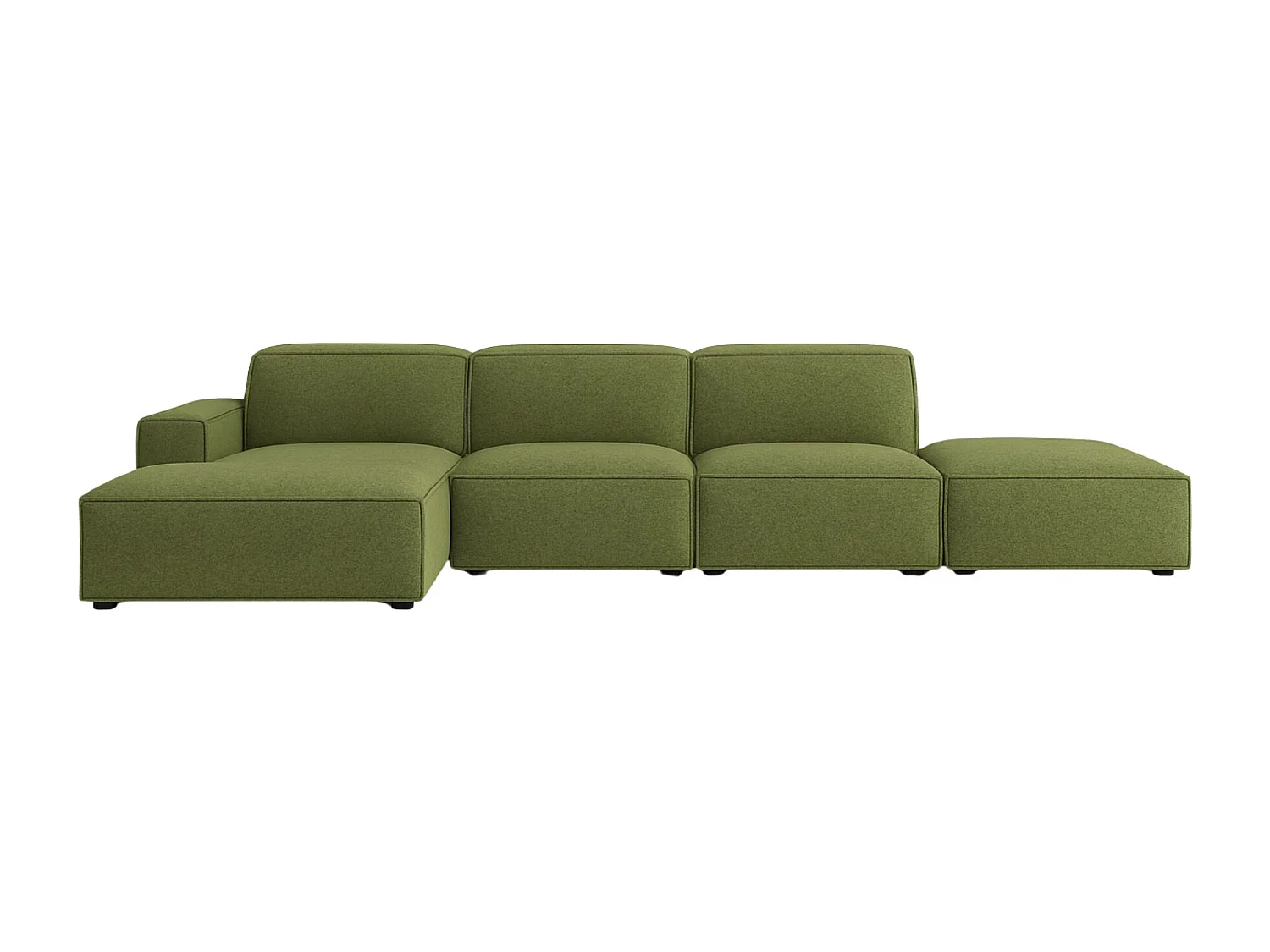 Ecksofa L-Form + Hocker Cursal, Stoff Artico, Moss, Links