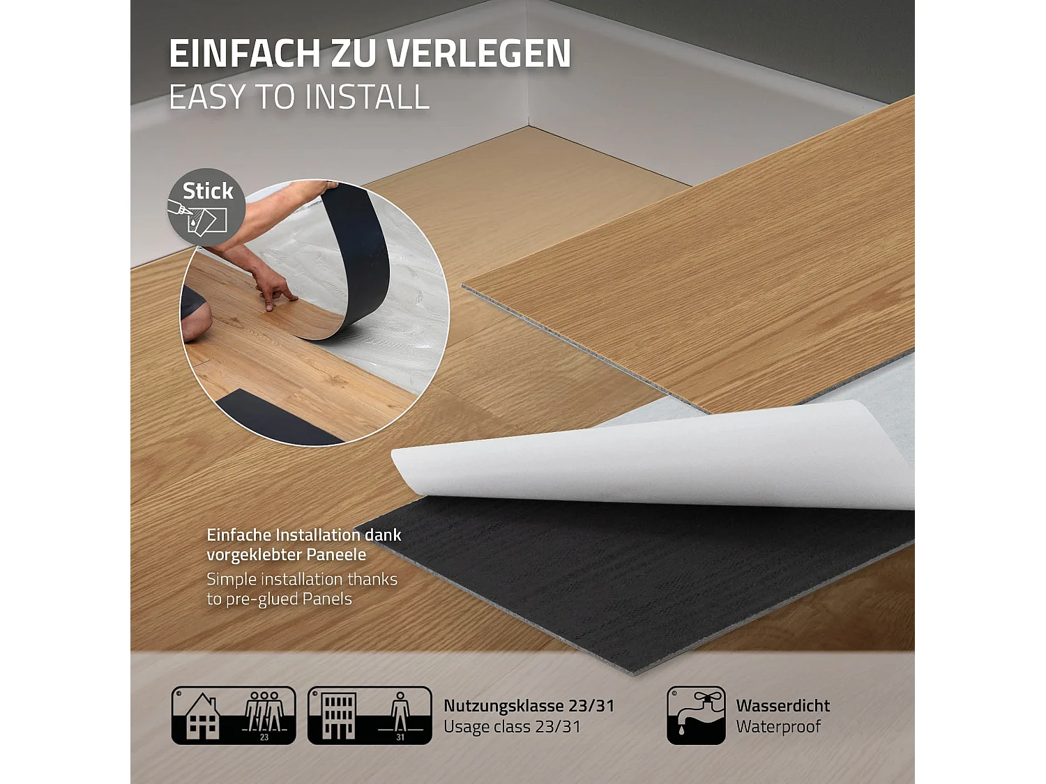 ML-Design Suelo vinílico de PVC 8,92m² color roble marrón planchas sistema autoadhesivo 91,5x15,3cm láminas grosor 2 mm efecto madera impermeable