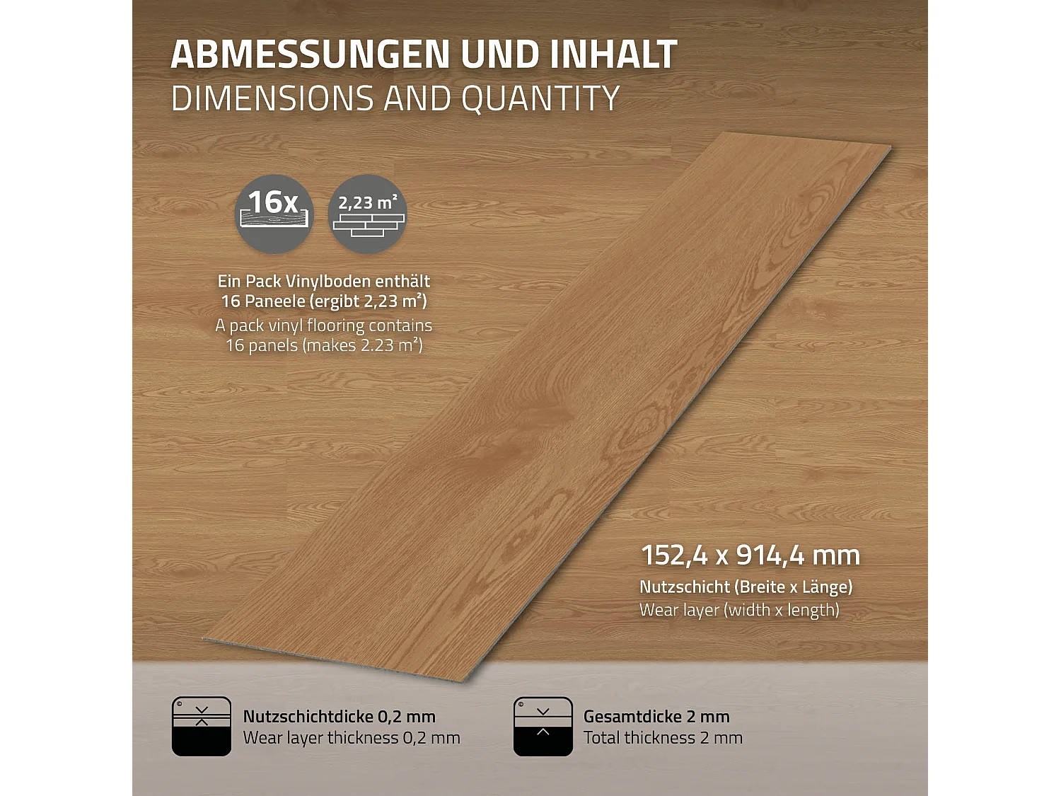 ML-Design Suelo vinílico de PVC 8,92m² color roble marrón planchas sistema autoadhesivo 91,5x15,3cm láminas grosor 2 mm efecto madera impermeable