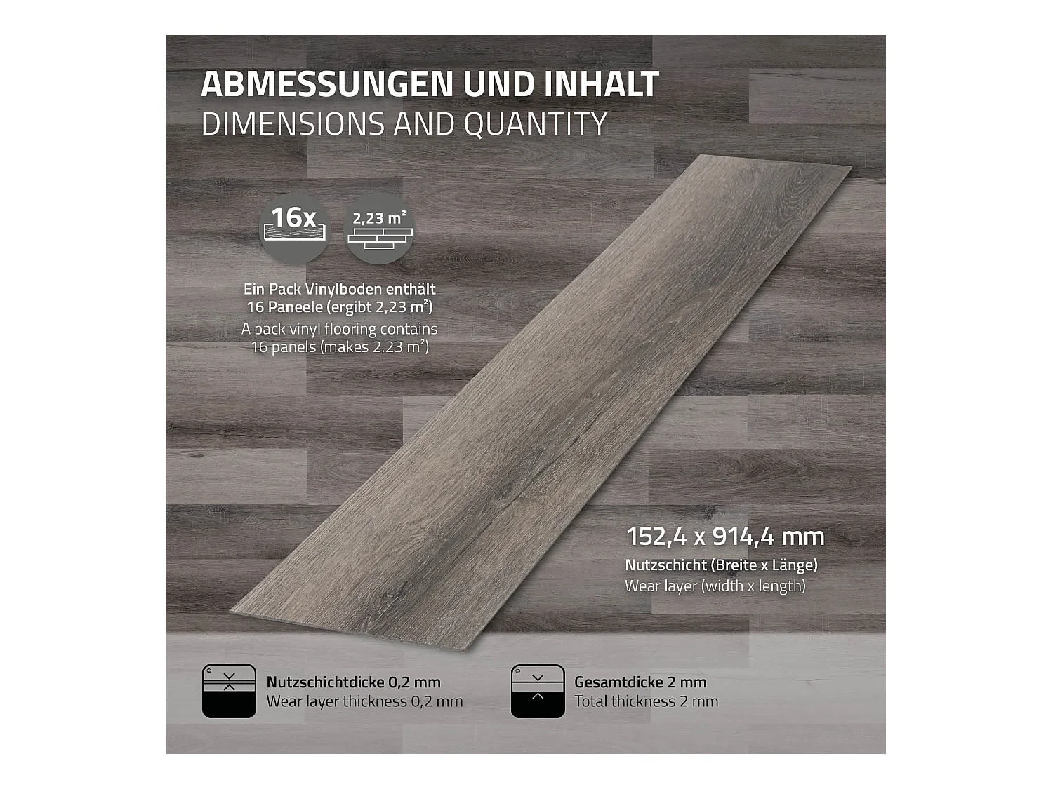 ML-Design Suelo vinílico de PVC 4,46m² color pino gris 32x planchas autoadhesivas 91,5x15,3cm láminas grosor 2 mm efecto madera antideslizante