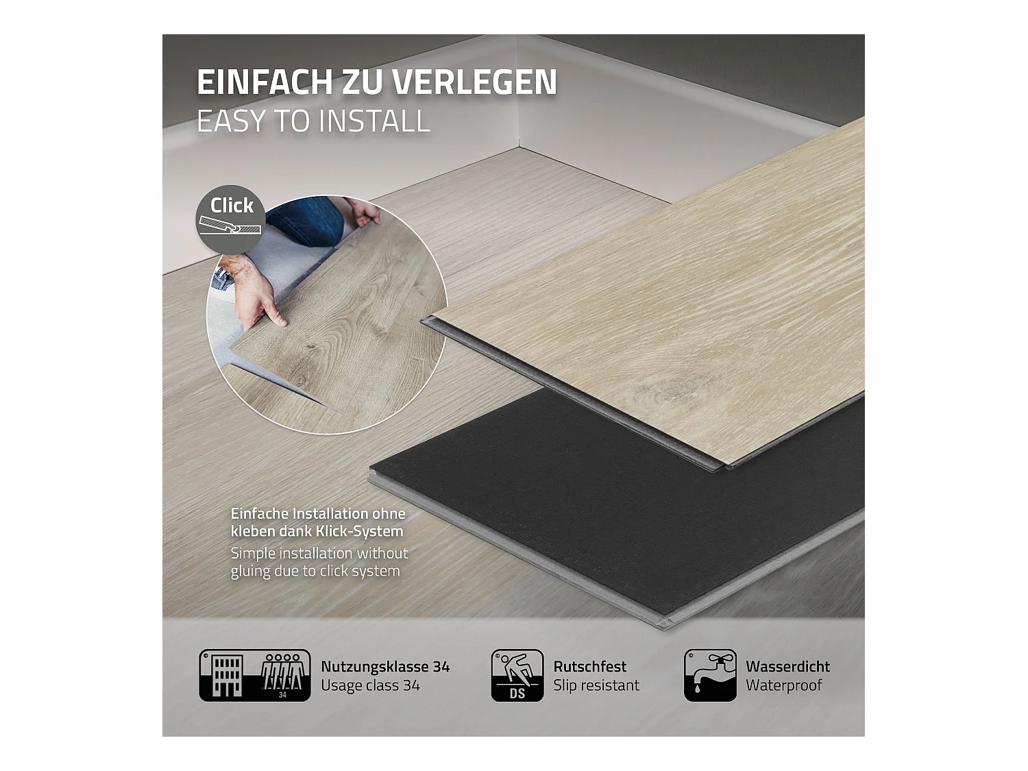 ML-Design Suelo vinílico de PVC 4,62m² color marrón afterglow 21x planchas sistema de click 122x18 cm láminas grosor 4,2mm efecto madera impermeable