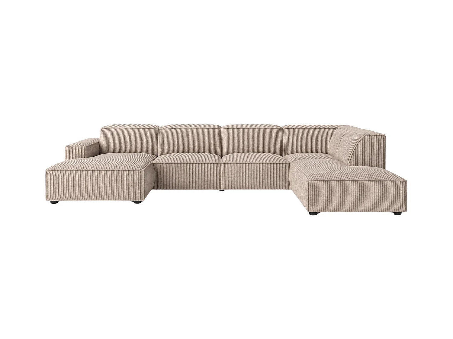 Ecksofa U-Form Cursal V, Stoff Poso, Beige, Rechts
