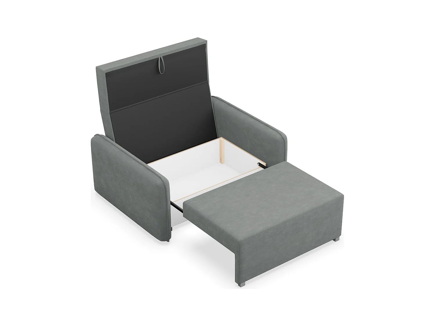 Canapé convertible 2 places – coffre – chenille hydrophobe – gris foncé – DUELIA