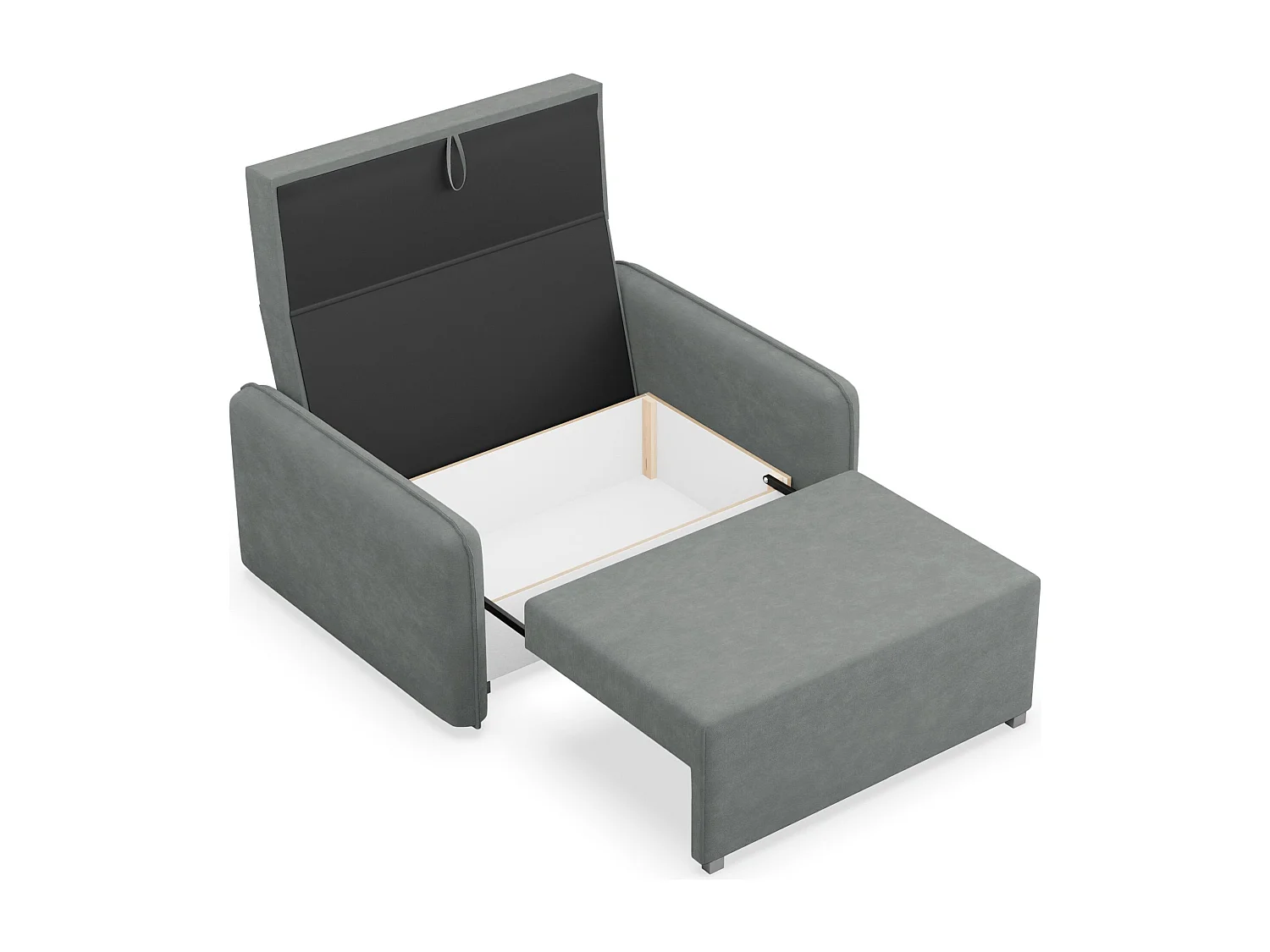 Schlafsofa 2-Sitzer – Bettkasten – Chenille hydrophob – Dunkelgrau – DUELIA