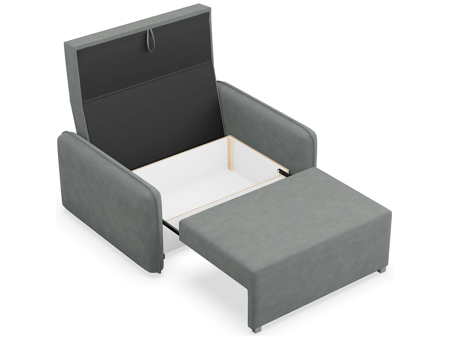 Canapé convertible 2 places – coffre – chenille hydrophobe – gris foncé – DUELIA