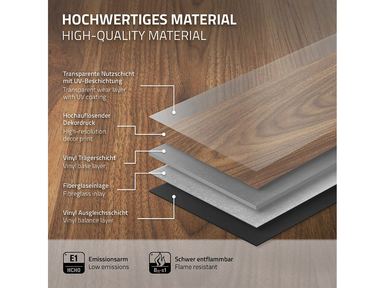 Revêtement de sol clipsable en vinyle 122cm x 18cm x 4,2mm 6,16m²/28 planches marron chêne aspect bois imitation parquet pvc étanche classe charge 34