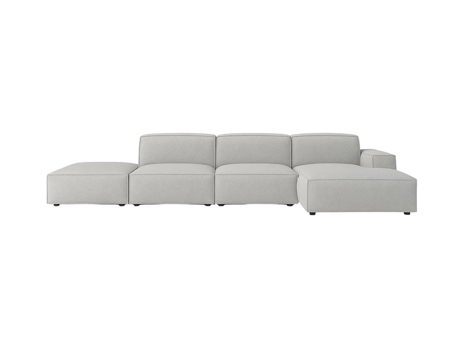 Ecksofa L-Form + Hocker Cursal, Stoff Artico, Cement, Rechts