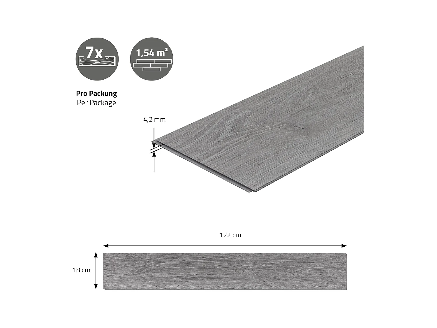 ML-Design Suelo vinílico de PVC 7,7m² color Gris Windswell Hickory 35x planchas sistema de click 122x18 cm láminas grosor 4,2mm efecto madera