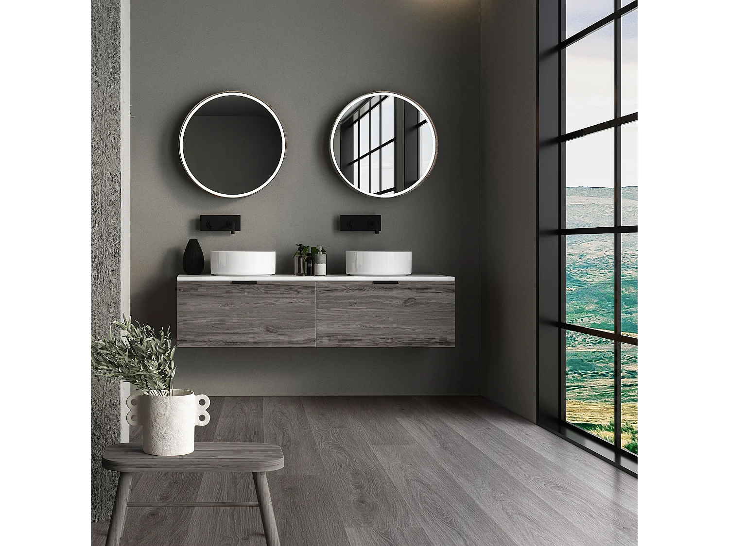 Pavimento in PVC Deluxe 122x18cm 7,7m² grigio 35 doghe ad incastro vinile rivestimento aspetto legno antiscivolo copripavimento impermeabile ML-Design