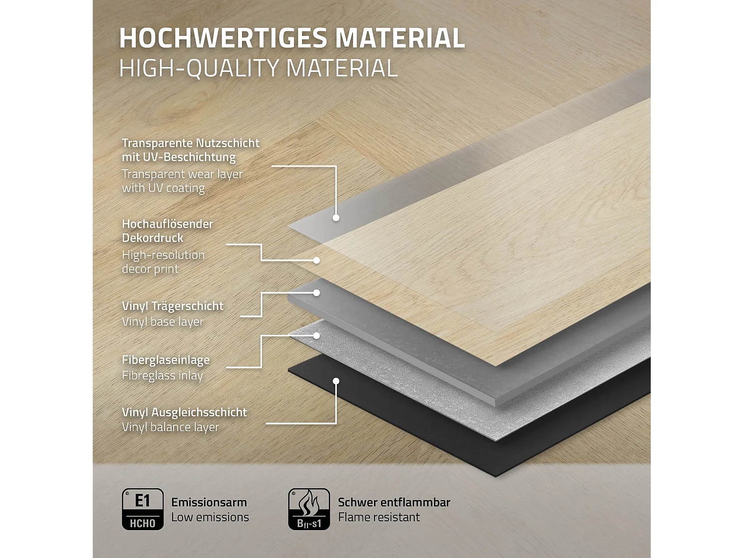 ML-Design Suelo vinílico de PVC 3.12m² color marrón roble natural 40 planchas sistema de click 61x12,8cm láminas grosor 4,2mm efecto madera