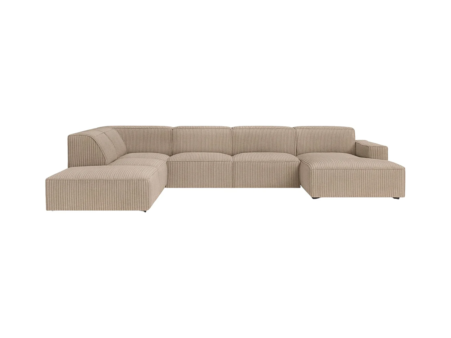 Ecksofa U-Form Cursal V, Stoff Poso, Dunkelbeige, Links