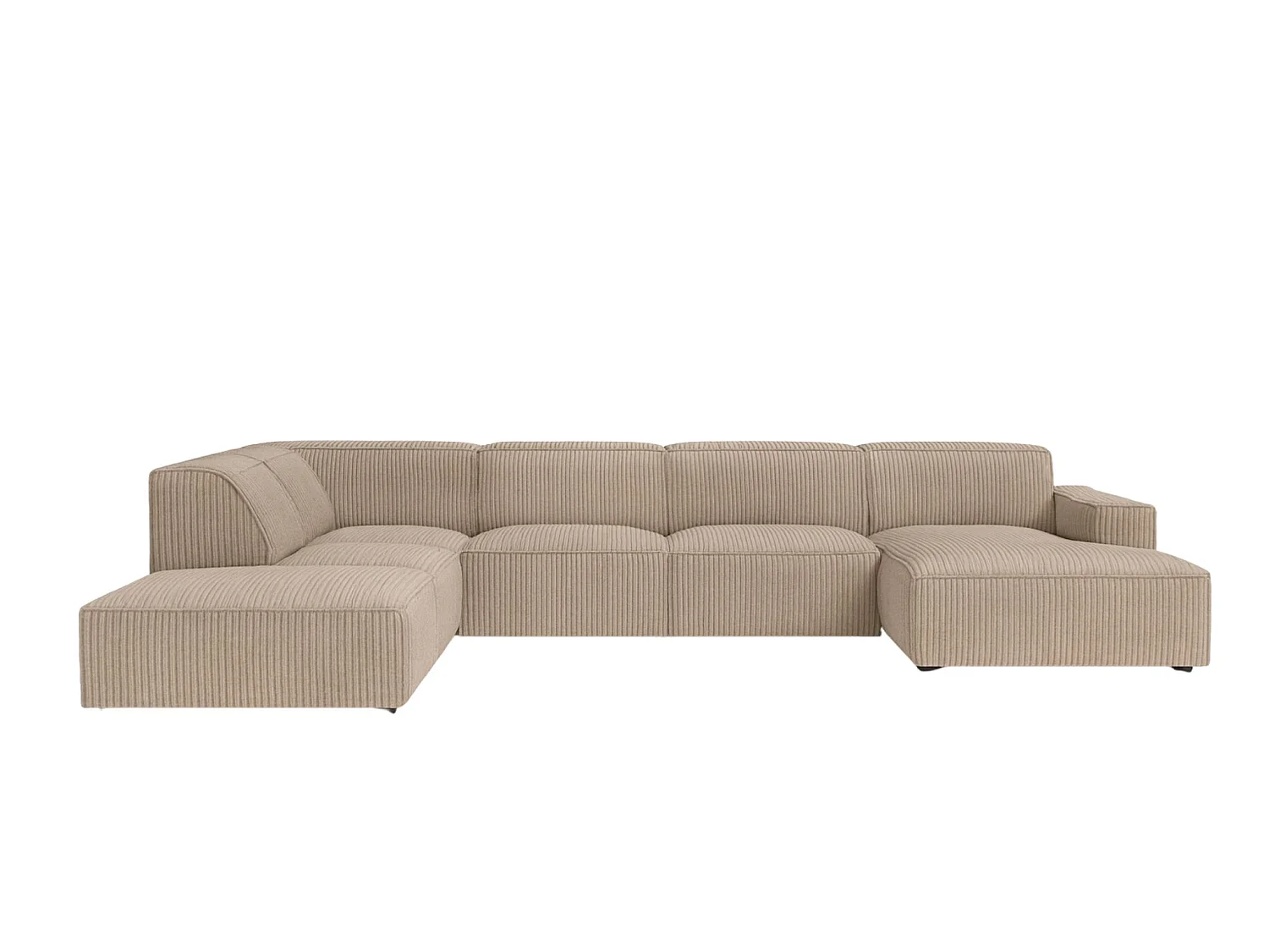 Canapé d'angle en U Cursal V, tissu Poso, beige foncé, gauche