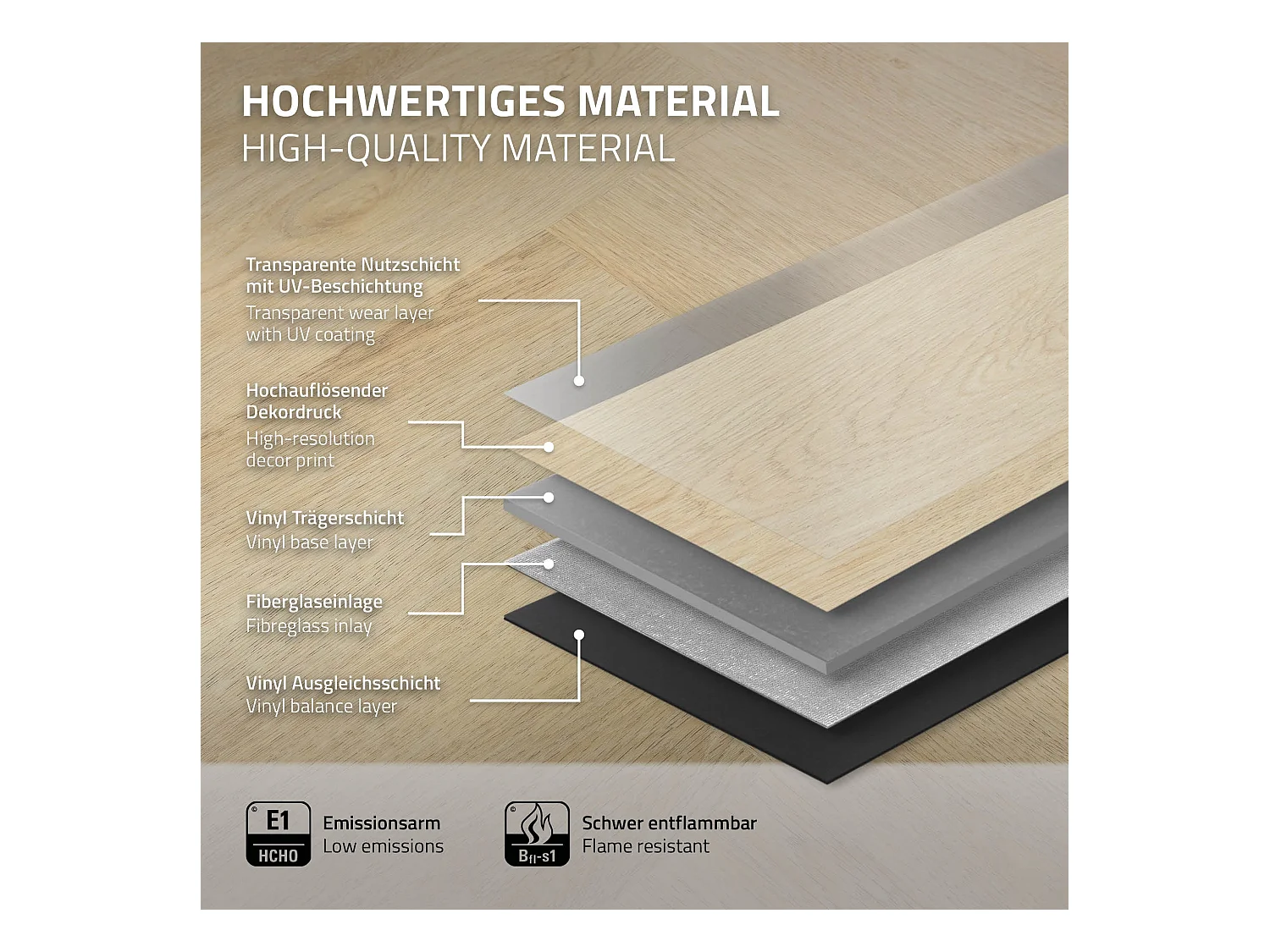 ML-Design Suelo vinílico de PVC 7.8m² color marrón roble natural 100 planchas sistema de click 61x12,8cm láminas grosor 4,2mm efecto madera