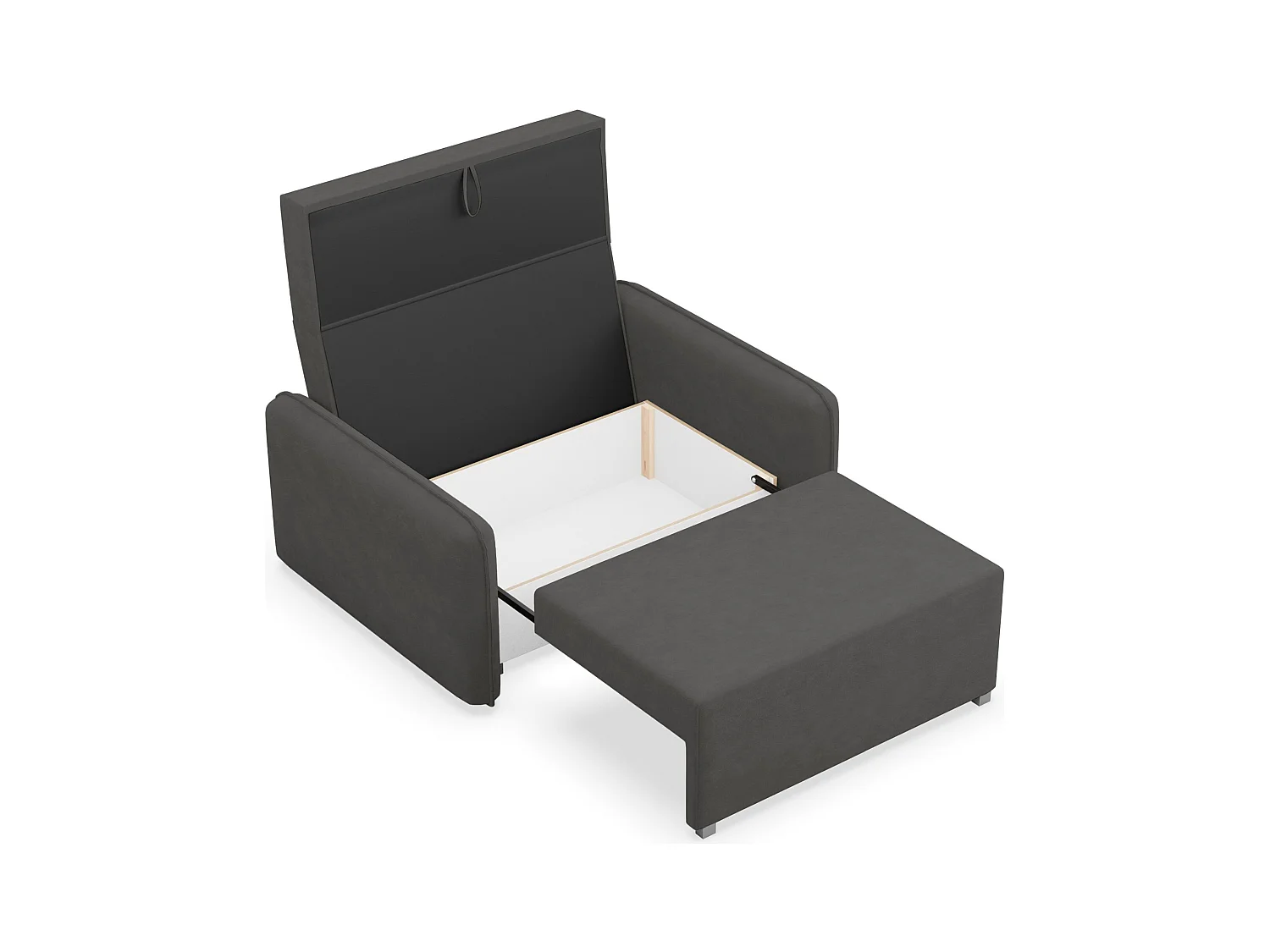 Canapé convertible 2 places – coffre – chenille hydrophobe – gris graphite – DUELIA