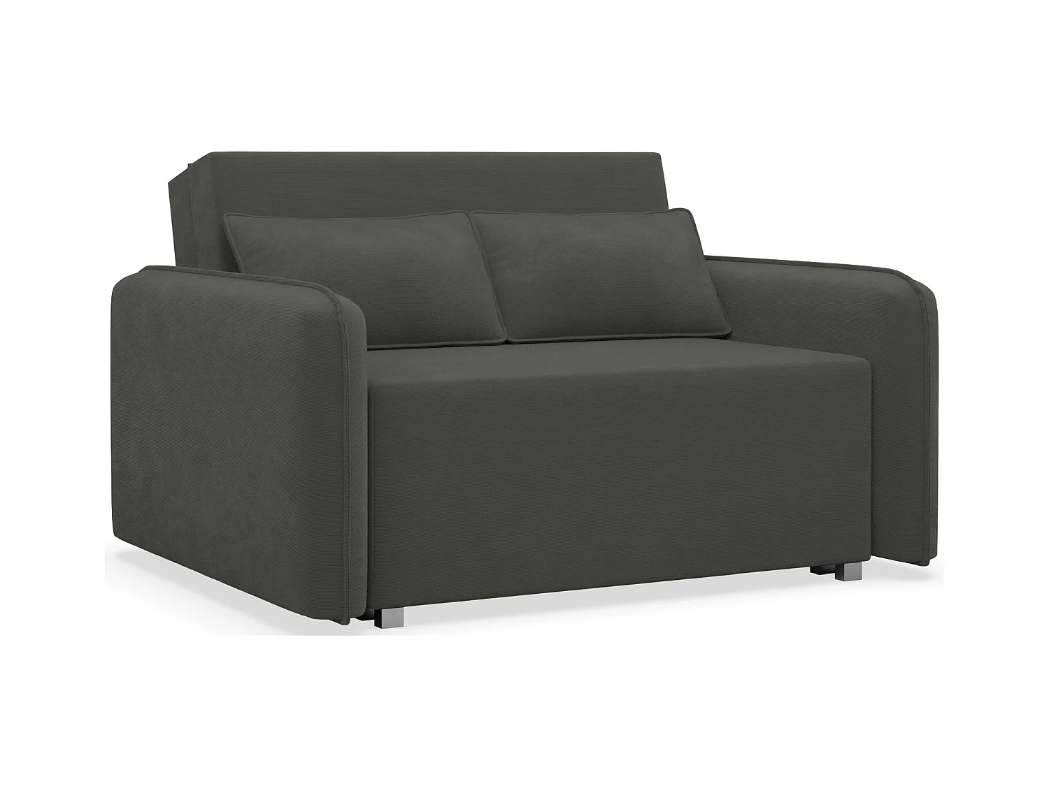 Canapé convertible 2 places – coffre – chenille hydrophobe – gris graphite – DUELIA