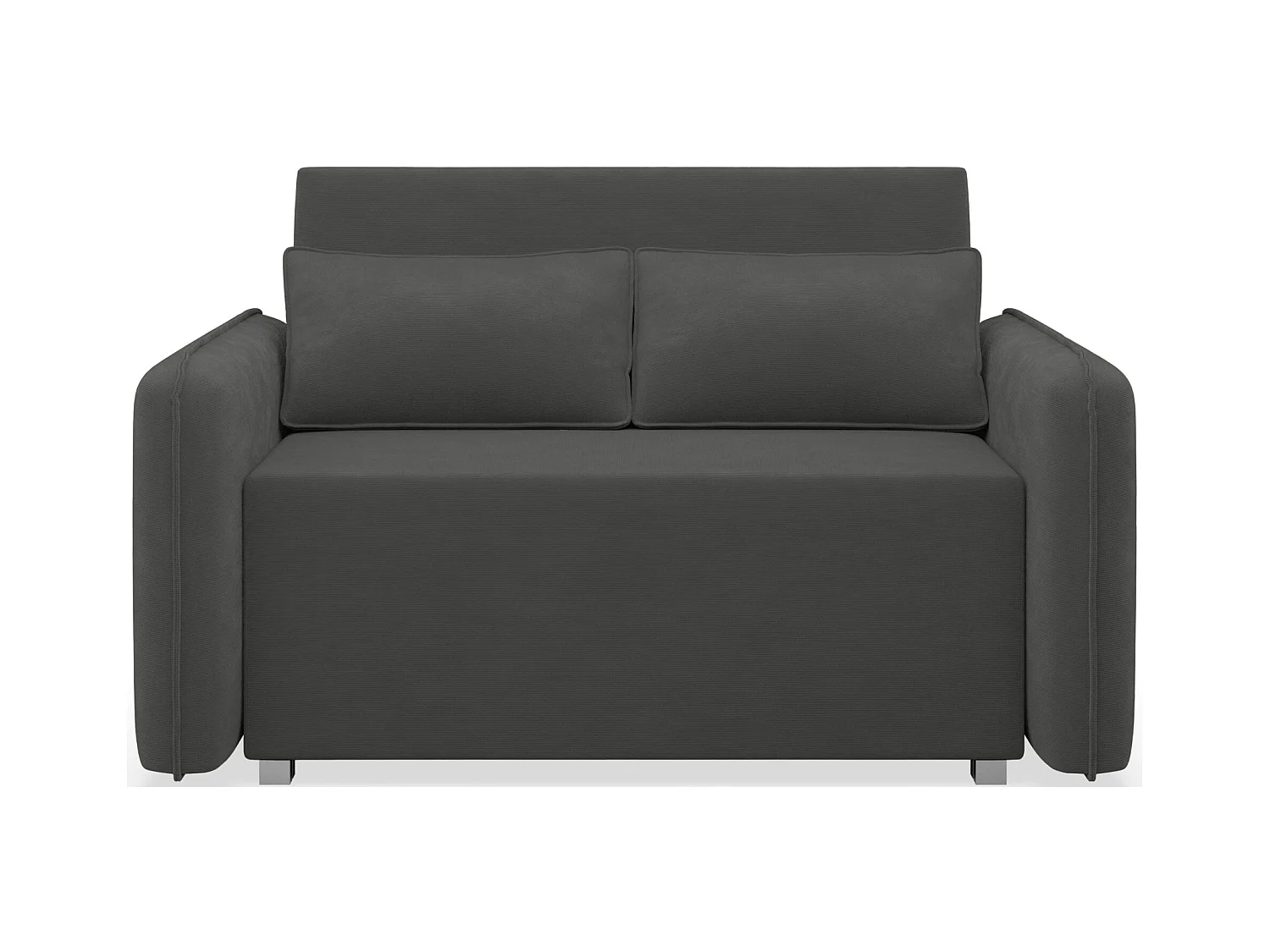Canapé convertible 2 places – coffre – chenille hydrophobe – gris graphite – DUELIA