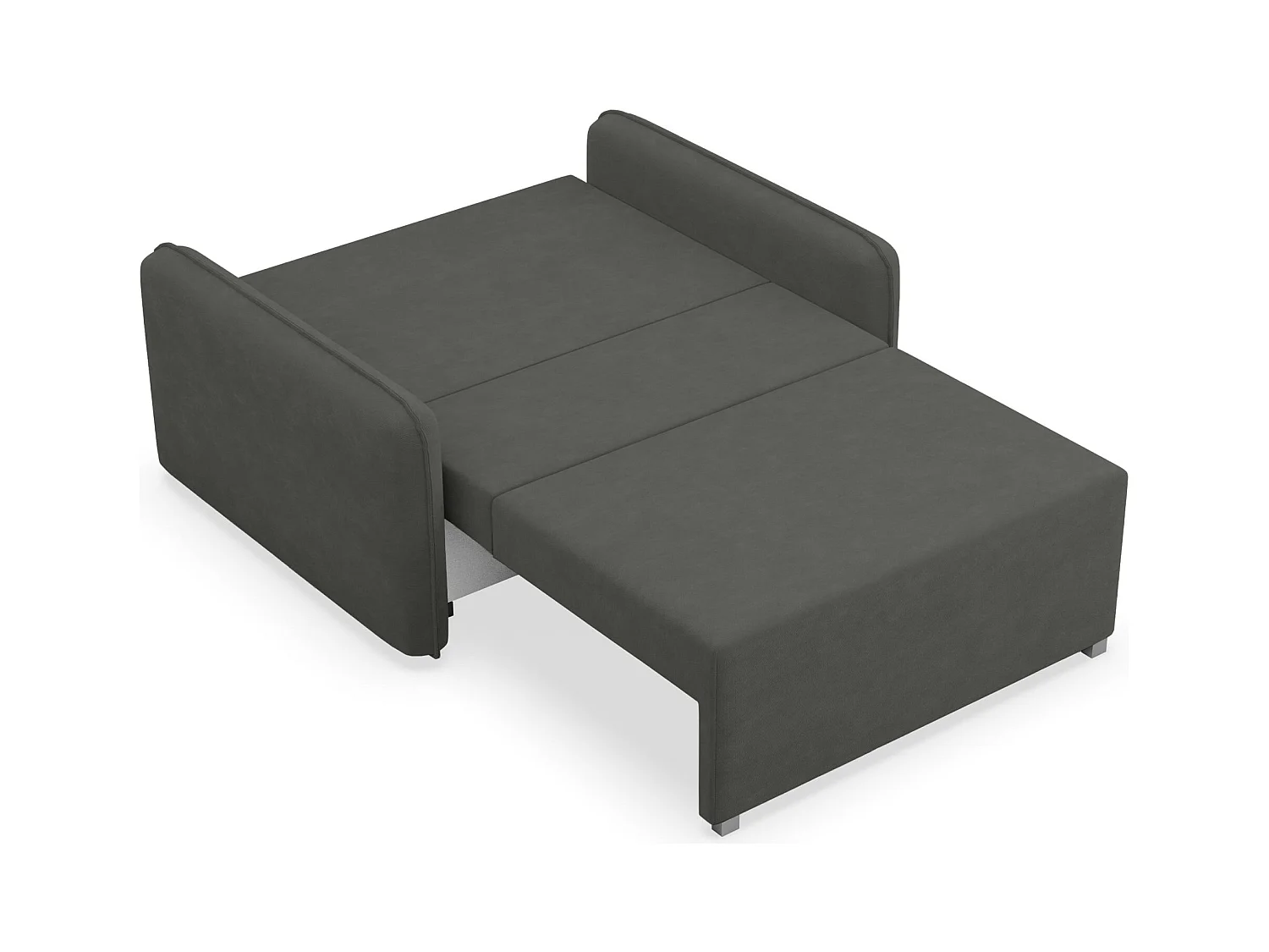 Canapé convertible 2 places – coffre – chenille hydrophobe – gris graphite – DUELIA